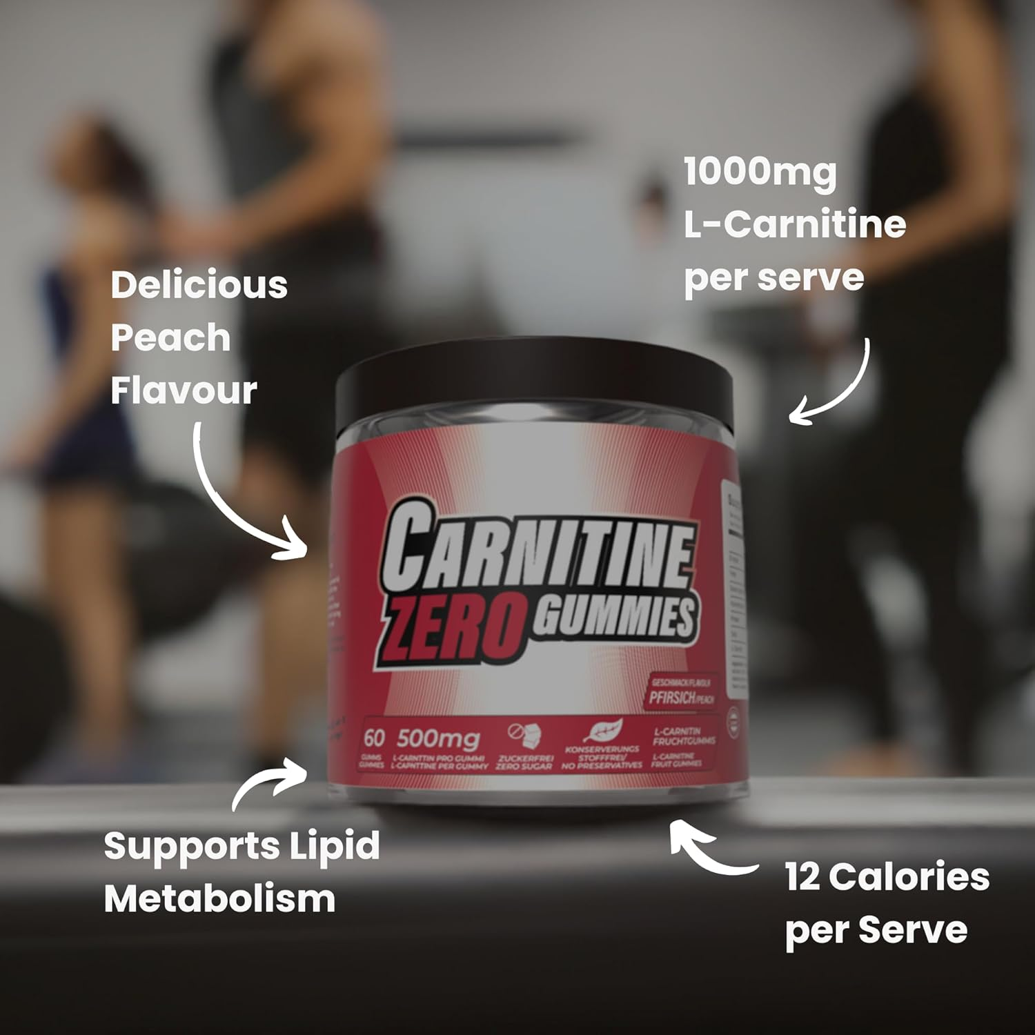 L-Carnitine Gummies 1000Mg &ndash; L-Carnitine Supplement for Natural Energy & Active Lifestyles &ndash; Tasty & Convenient &ndash; 60 Gummies, Peach Flavored - 30 Serves image number 6