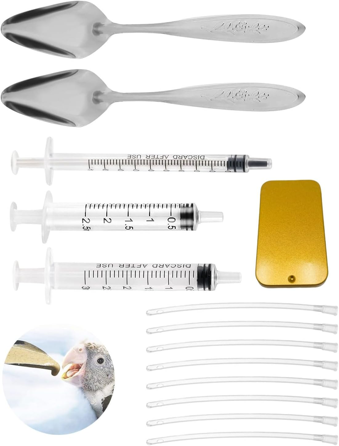 TPZORJX Young Birds Feeding Hose, Includes 3 Syringes, 8 Hoses, 2 Spoons, 1 Grain Box, Hand Feeding Tool for Baby Birds and Parrots, Milk, Water, Medication, Poultry, Easy to Clean image number 4
