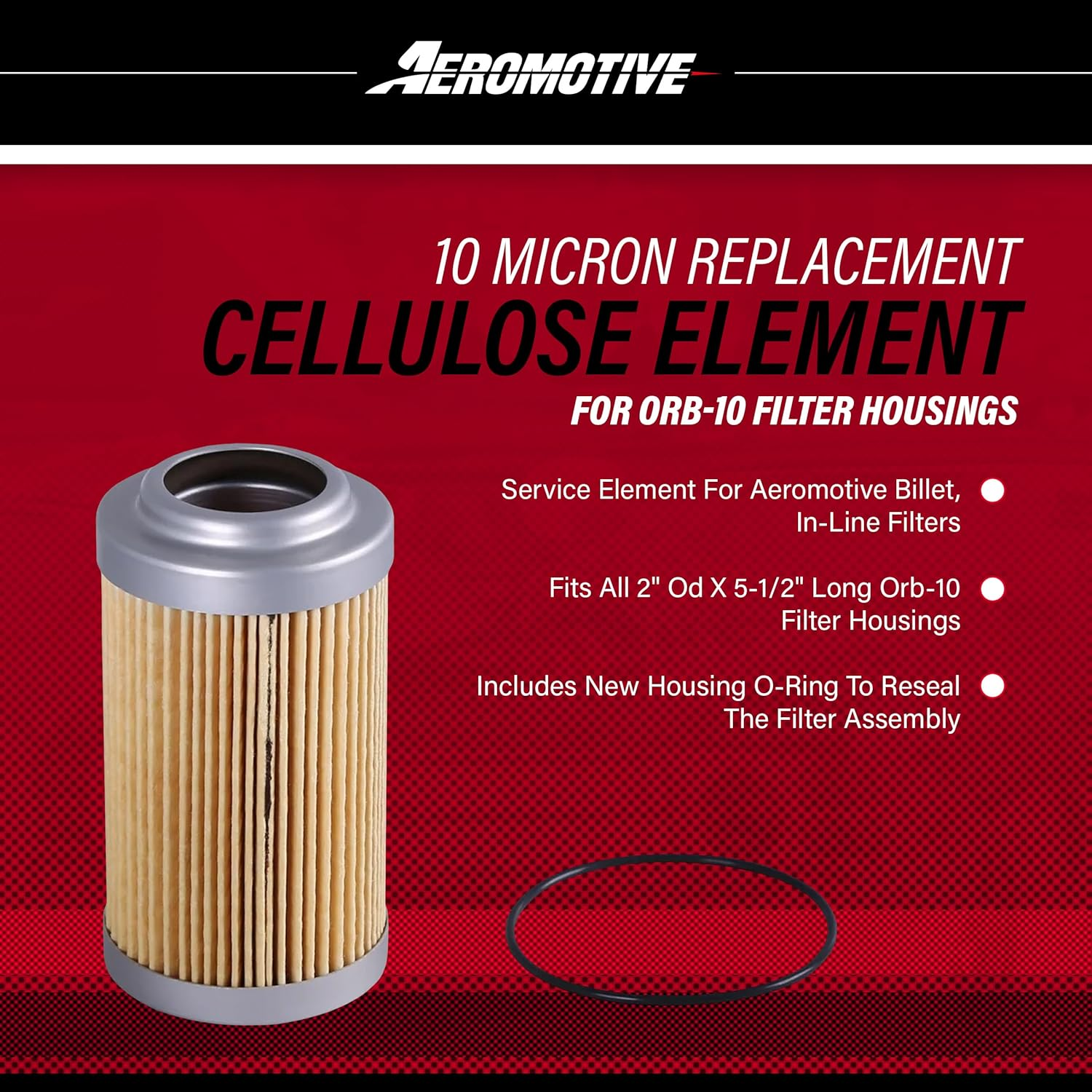 Aeromotive 12601 Replacement Filter Element, 10-Micron Cellulose, Fits All 2" OD Filter Housings image number 3