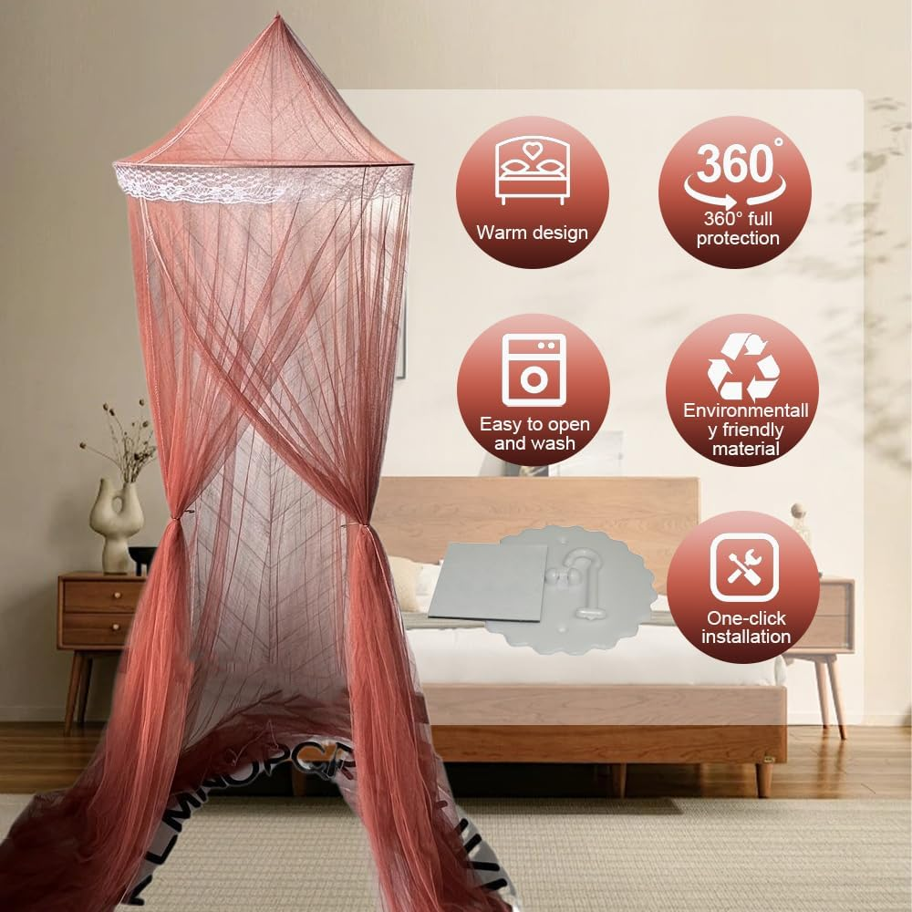 MTSDM Bed Canopy and Stick Hook, Mosquito Net for Bed Canopy, Four Corner Post Curtains Bed Canopy Elegant Mosquito Net Set, Screen Netting Canopy Curtains, Bedding Mosquito Net Canopy Bites Protect image number 2