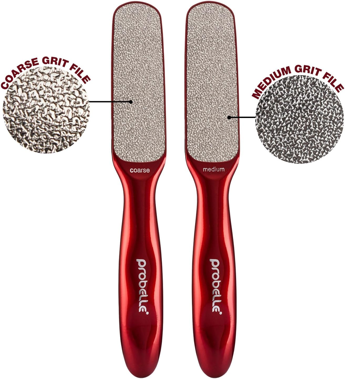 Probelle 2-Sided Hypoallergenic Nickel Foot File for Callus Trimming and Callus Removal (Red) image number 1
