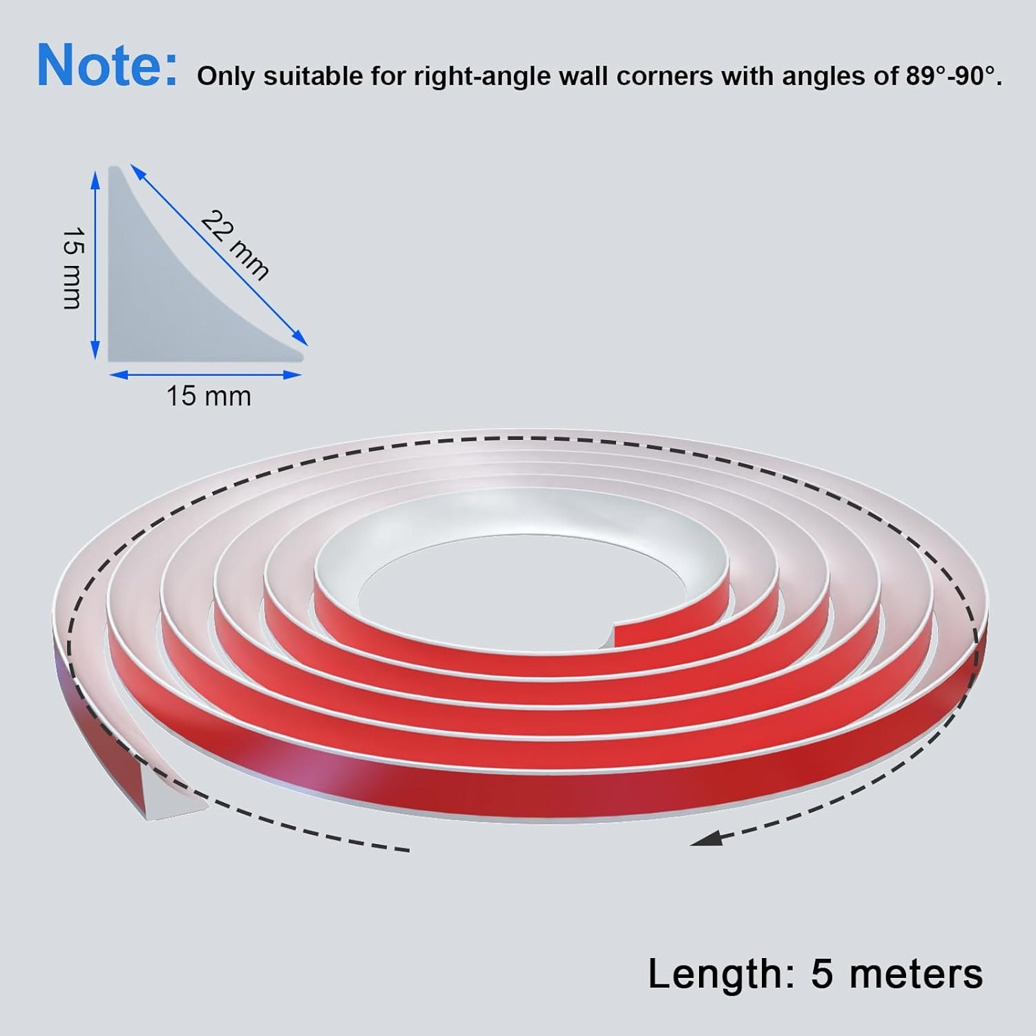 5 Meters PVC Corner Trim, White Plastic Floor Edge Trim, Peel and Stick Wall Moulding, Flexible Skirting Board Molding Trim, Self Adhesive Wall Beading for Wall Corner, Ceiling, Floor, Tile Edge image number 2