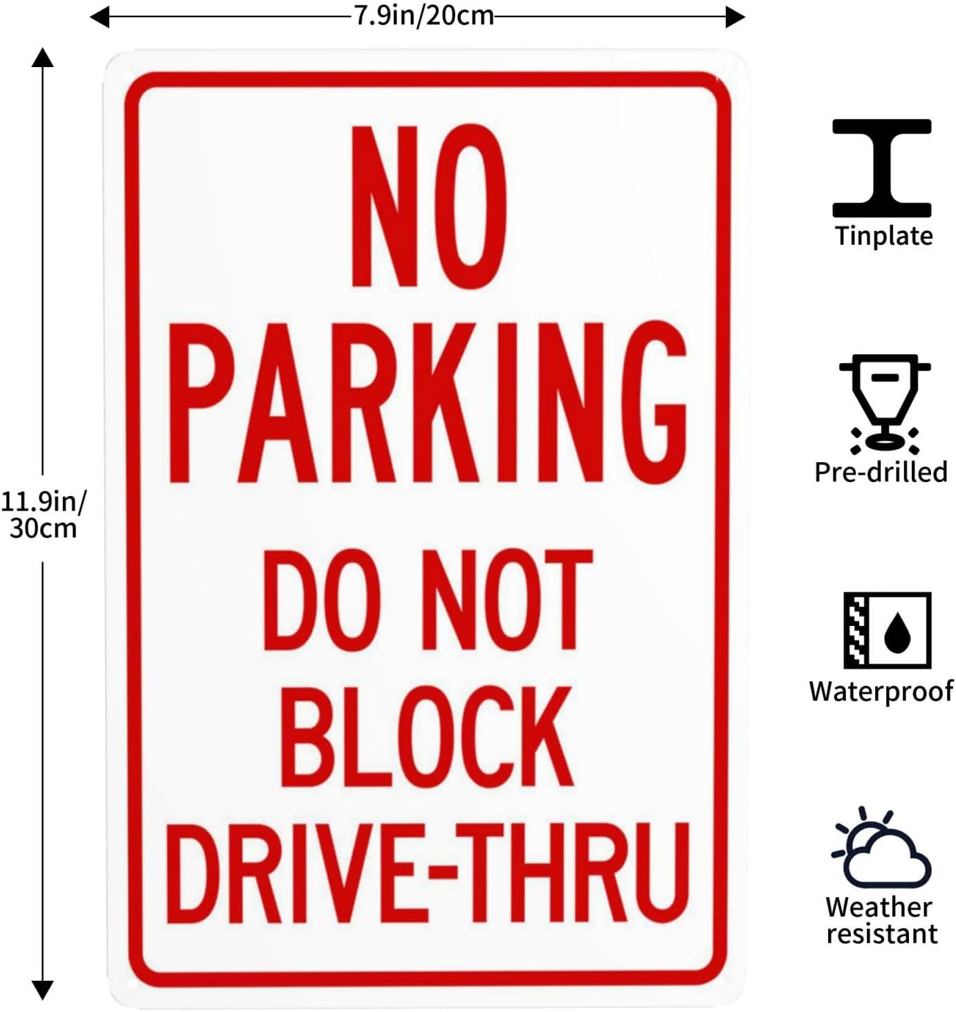 Do Not Block Drive-Thru Sign Metal Signs, Cautions Security Tin Sign, Parking Lot Safety Warning Posted Signs, Perfect for Street Business and Home Wall Decor 8 X 12 Inch image number 2