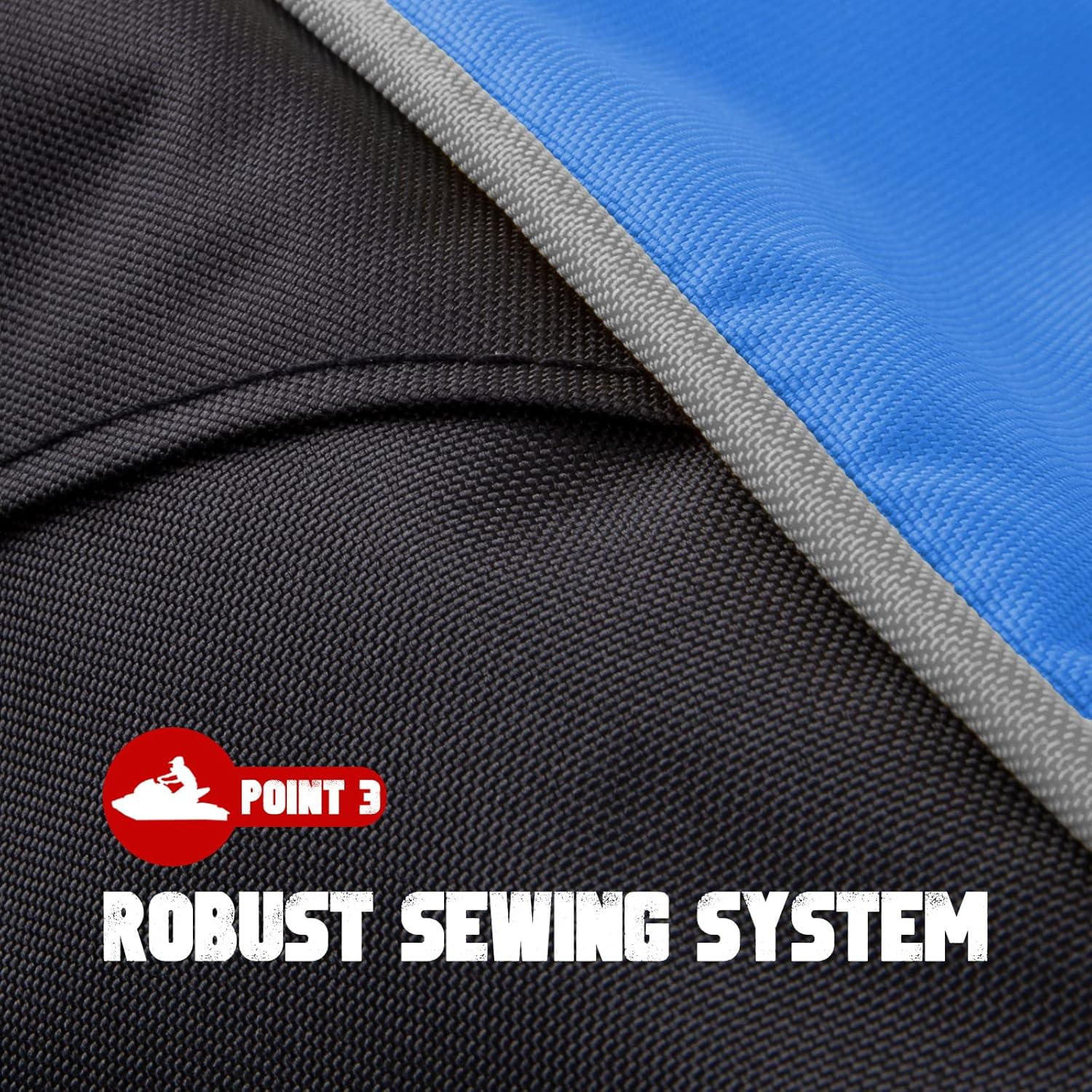 LI LIBZAKI LIBZAKI Jet Ski Cover PWC Cover 2-3 Seats Heavy Duty Waterproof 600D UV Resistant Fits for Yamaha Sea-Doo Kawasaki up to 136~145'' Blue/Black image number 4