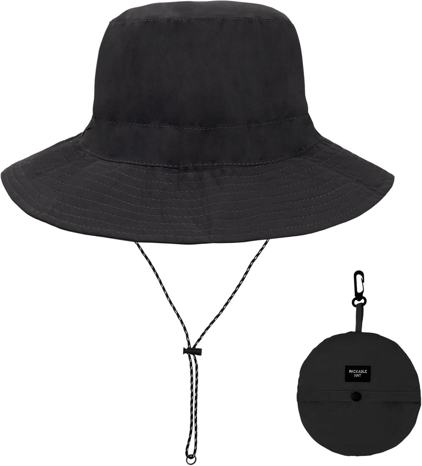 Bucket Hats, Packable Bucket Hat with String, Wide Brim Ring Buckle Sun Hat for UV Protection Women Men Beach Fishing Camping