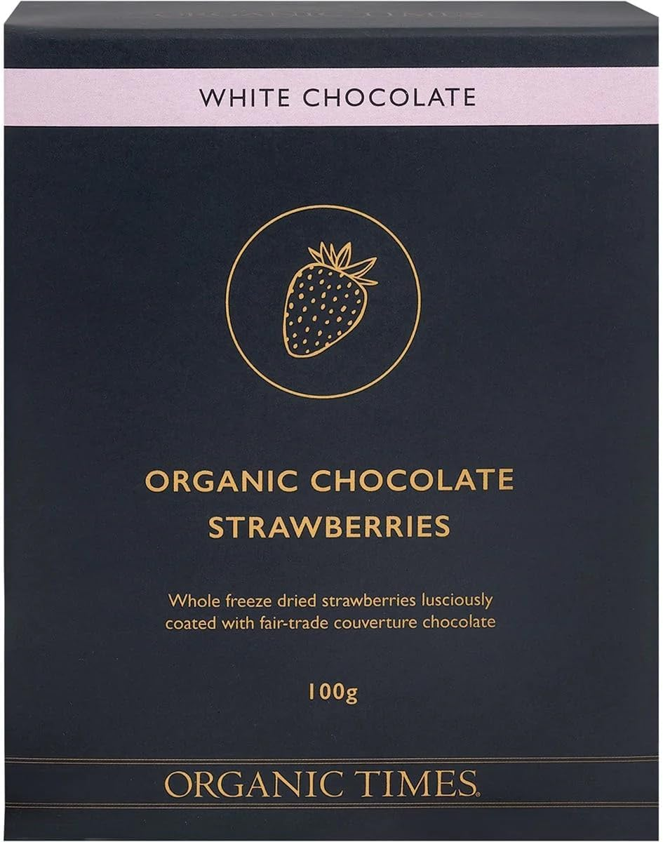 Organic Times White Chocolate Strawberries, 100 G image number 1