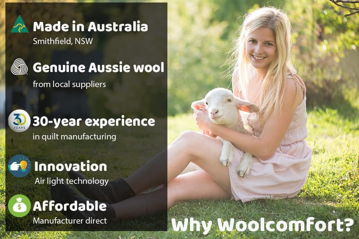 Aus Made Luxury 100% Merino Wool Quilt Duvet Doona Blanket - Cotton Sateen Casing - Summer/Winter- 350/500 / 700GSM (700GSM, Double) image number 3