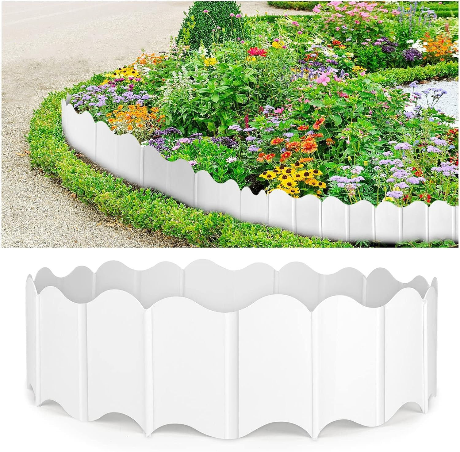 20Pcs Garden Edging Border, Garden Fence Lawn Edgings Decorative, White Flexible Garden Landscape Edging Borders for Outdoor Lawn Garden Flower Bed Yard,Lawn Edging image number 1