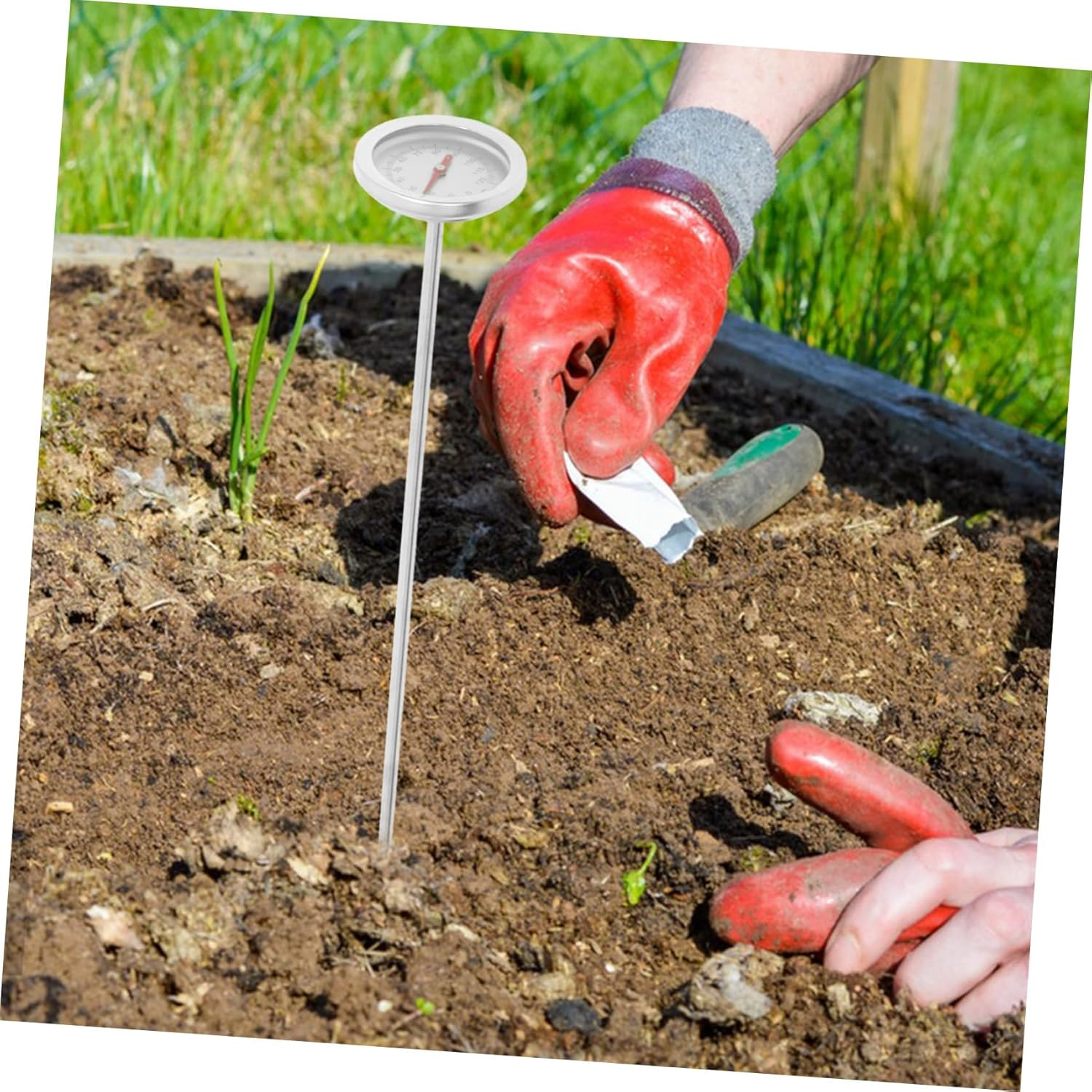 UPKOCH Portable Soil Thermometer for Gardening Stainless Steel Probe Accurate Compost Temperature Measurement Tool Use Backyard Garden Soil Temperature Gauge image number 6