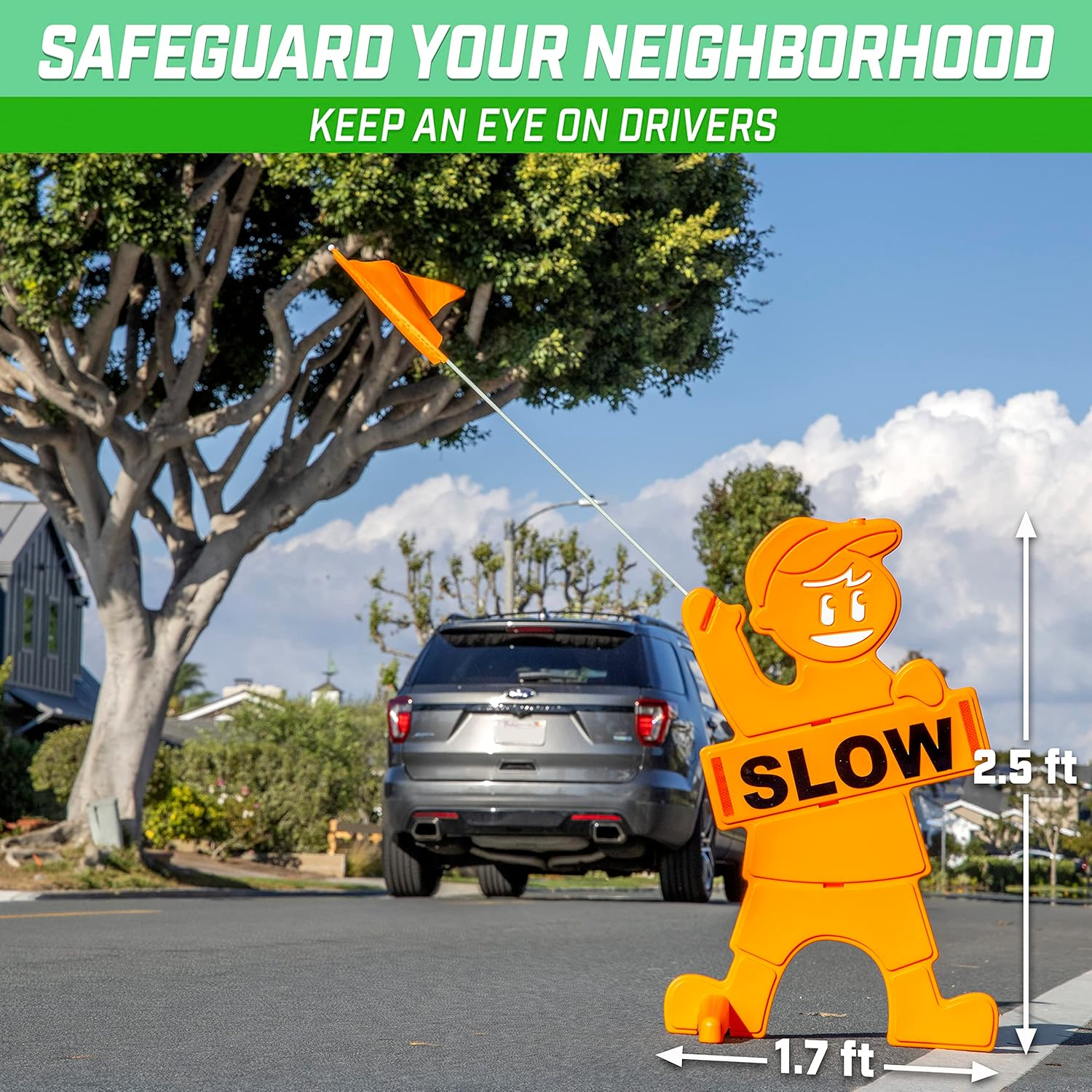 Gosports SLOWDOWNMAN-02 Slowdownman Street Safety Sign, Orange image number 4