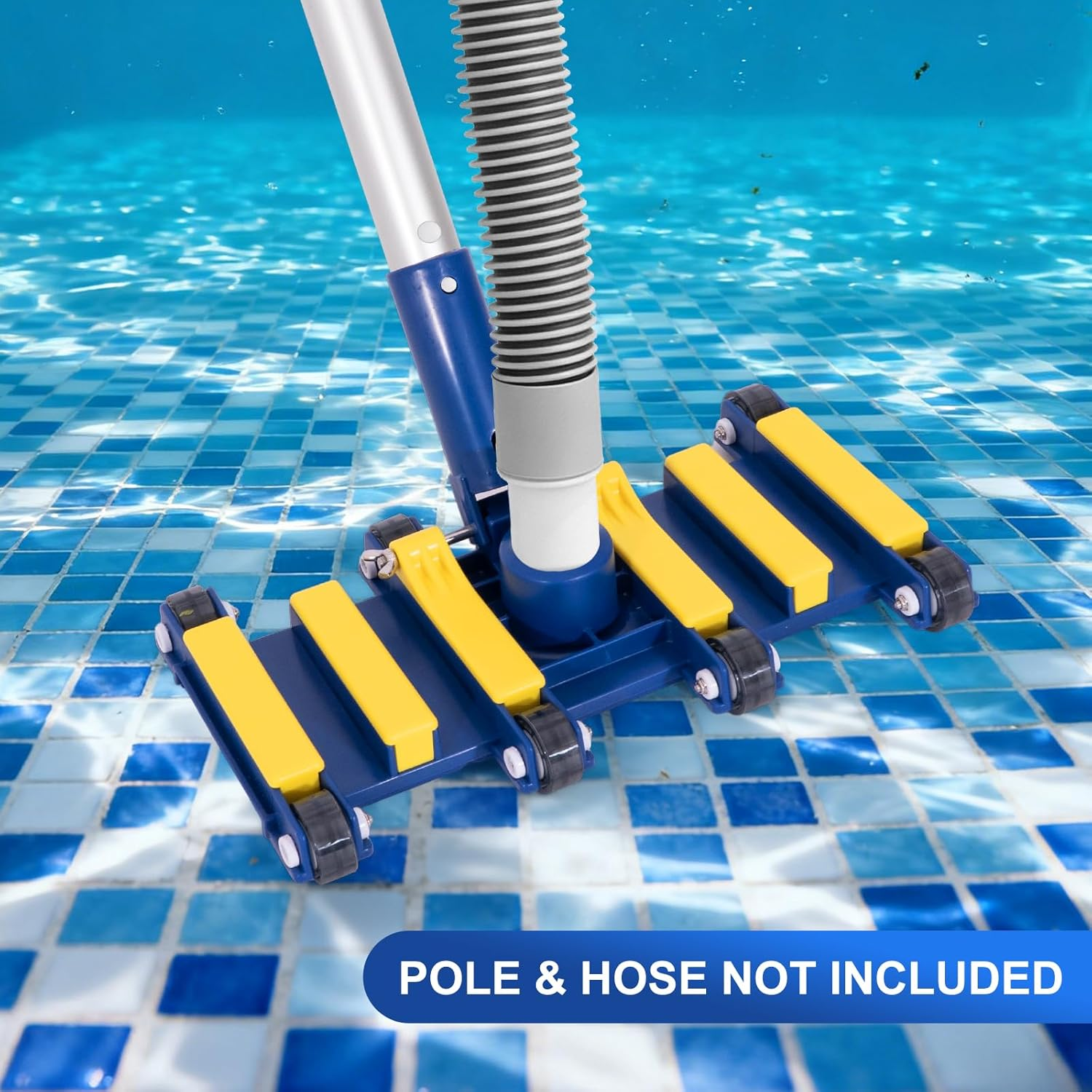 POOLAZA 35Cm Pool Vacuum Head &ndash; Weighted Pool Vacuum Head with Bottom Brushes & 6 Weights, Flexible Design with Swivel Hose Connection and Wheels, for Inground & above Ground Pools