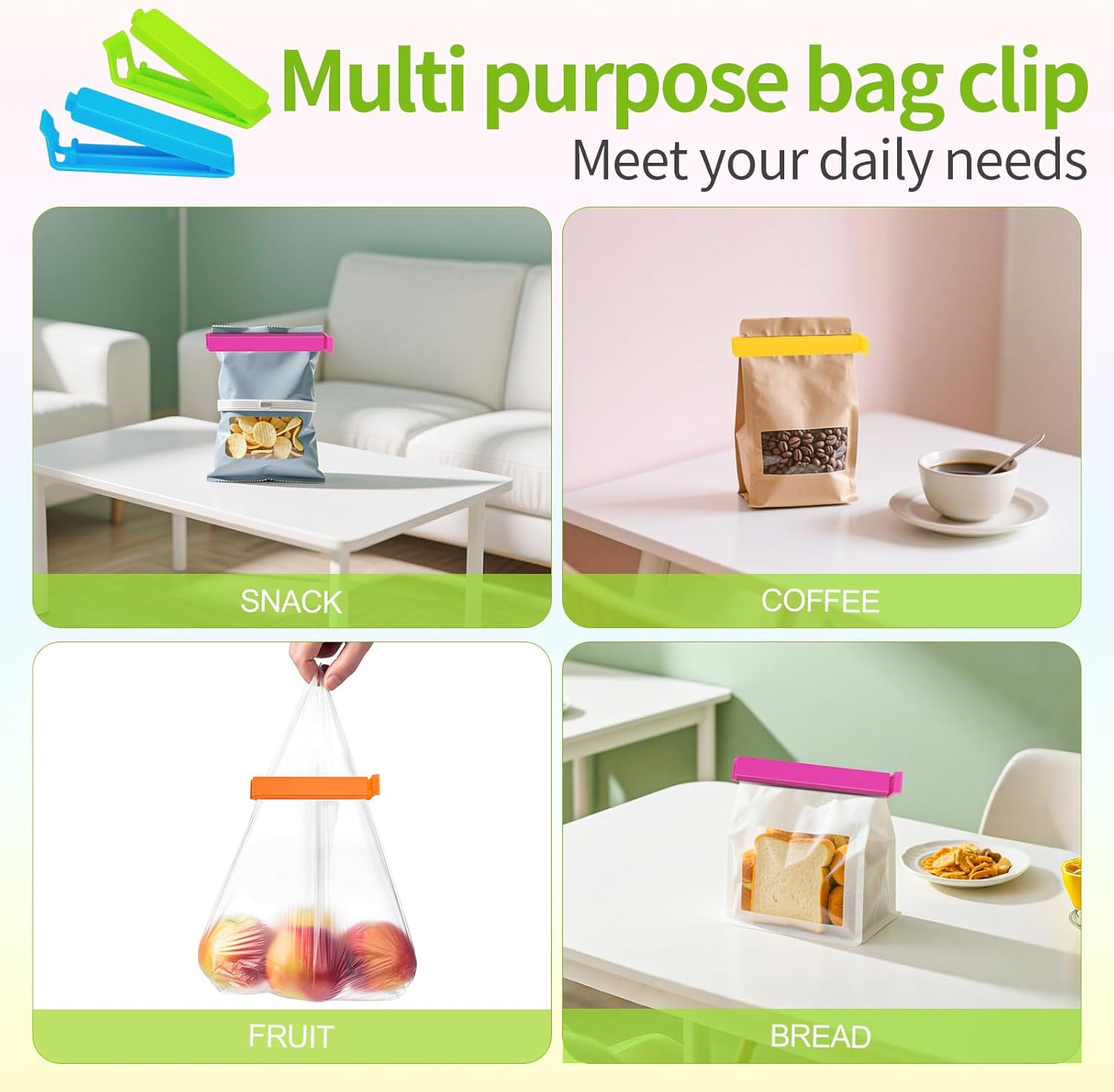 Bag Clips, 30 PCS Plastic Food Clips, Bag Clips for Food Storage Kitchen and Home, Chip Clips Three Size(4.3In X10, 3.35In X10, 2.5In X10)