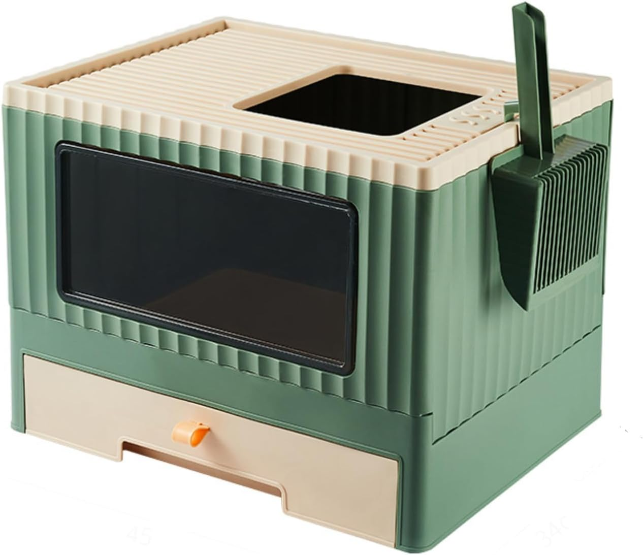 Cat Litter Box with Lid,Litter Box,Tray for Cat,Foldable Kitty Litter Box,With Scoop,Plastic (PP) Bpa-Free,With Drawer Type for Small and Medium Cats