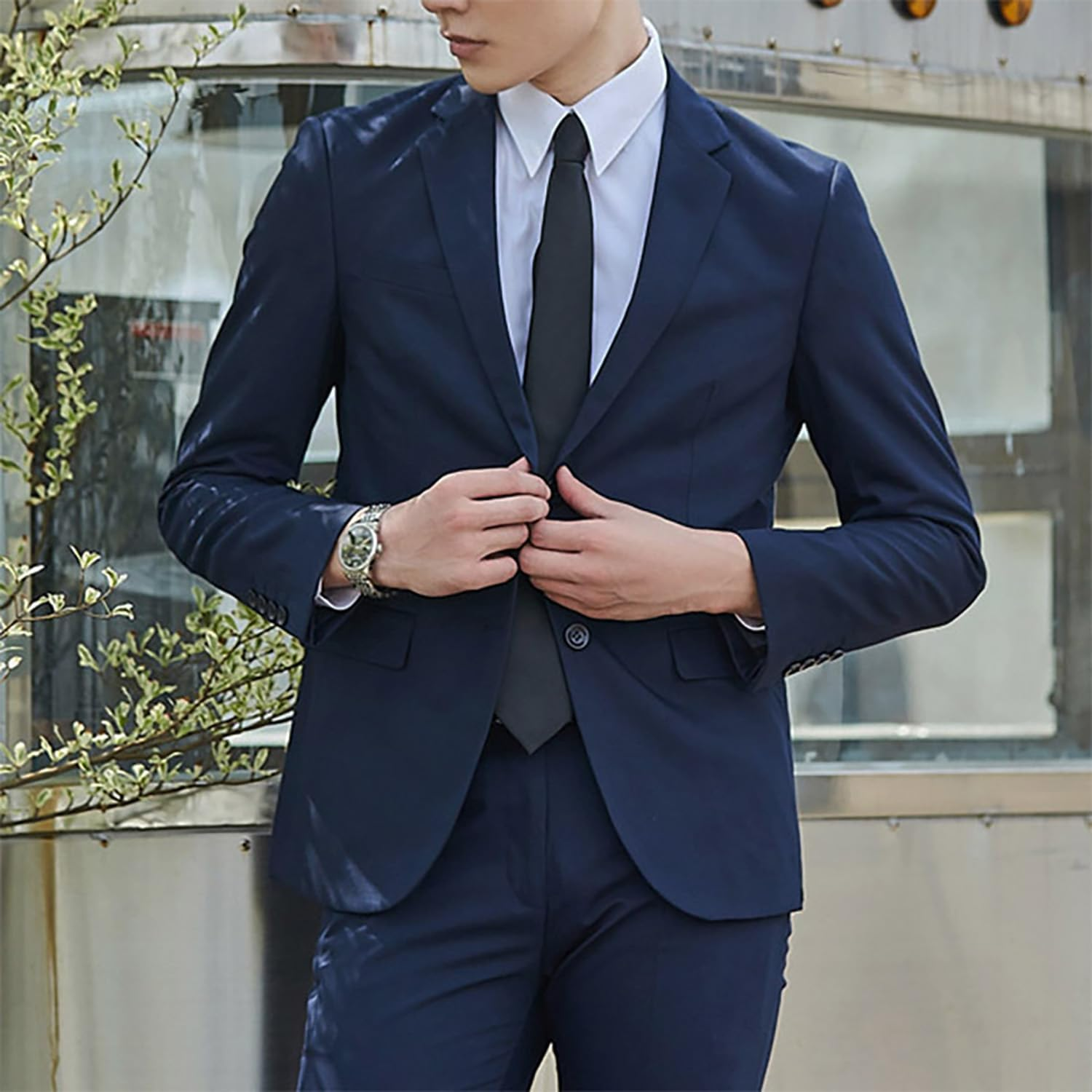 SHUBEIEUMI Men'S Tie Solid Color Neckties for Men, 5Cm Slim Ties for Men Wedding, Classic Formal Business Necktie image number 6