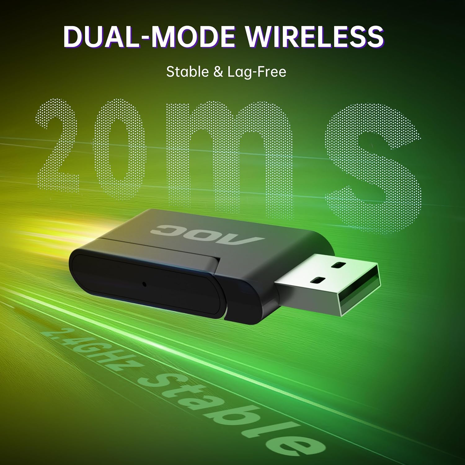 AOC Wireless Gaming Headphones with Bluetooth 5.4 & USB-C for PS5/4, Nintendo Switch, PC, Laptop, 2.4Ghz Gaming Headset with Mic, 20Ms Latency, 45H Playtime, 7.1 Virtual Surround- Glossy Black image number 5