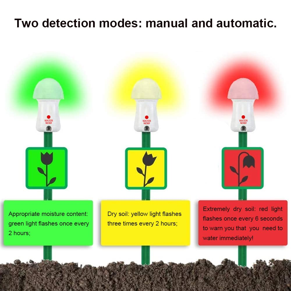 Plant Meter Soil Hygrometer Monitoring Sensor Tester with Light Flashing Prompt