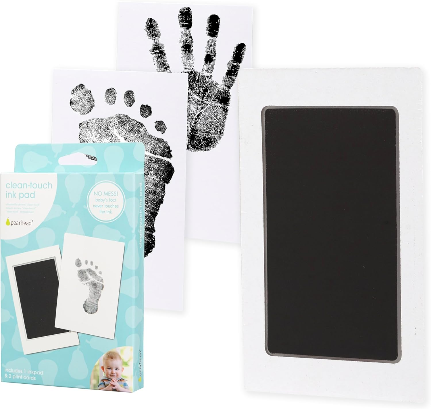 Pearhead Newborn Baby Handprint or Footprint &ldquo;Clean-Touch&rdquo; Ink Pad - 2 Uses - Black image number 6