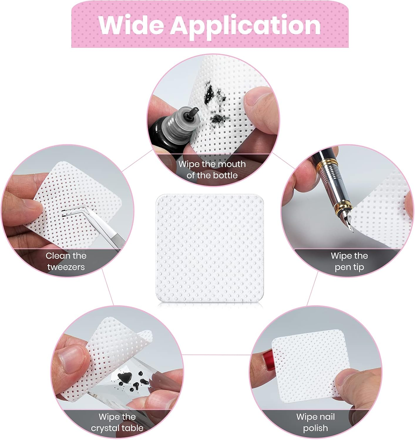 1000 PCS Lint Free Nail Wipes,Eyelash Extension Glue Wipes with Container,Super Absorbent Soft Non-Woven Fabric Lash Glue Wipes,Lint Free Wipes for Lash Extension Supplies & Nail Polish Remover-White image number 4