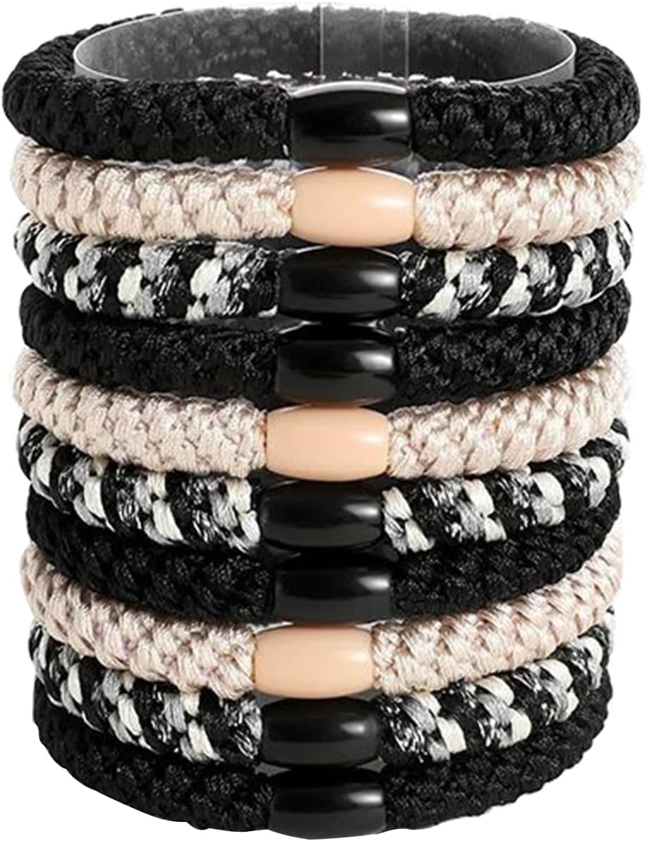 RTRTGS Elasitc 10 Pieces Hair Bobbles for Women and Girls, Cotton Bands, Ponytail Holder for Thick Hair and Curly Hair image number 2