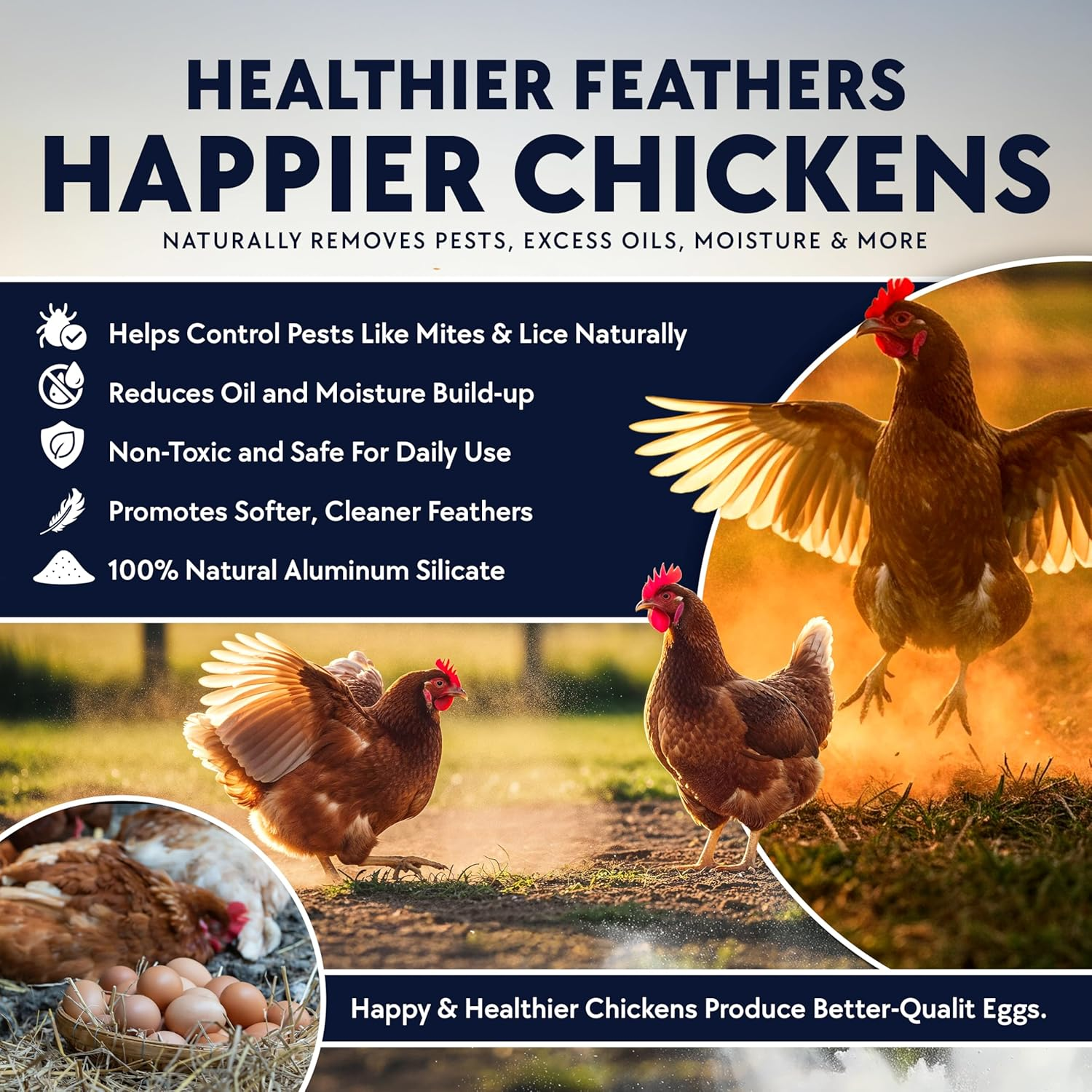 BILLY BUCKSKIN HOME & BEAUTY Chickie - Whiz Dust Bath, Chicken Dust Bath, Keeps Feathers and Chickens Healthy, Durable Tub with Screw Cap, 5.5 Lb image number 2