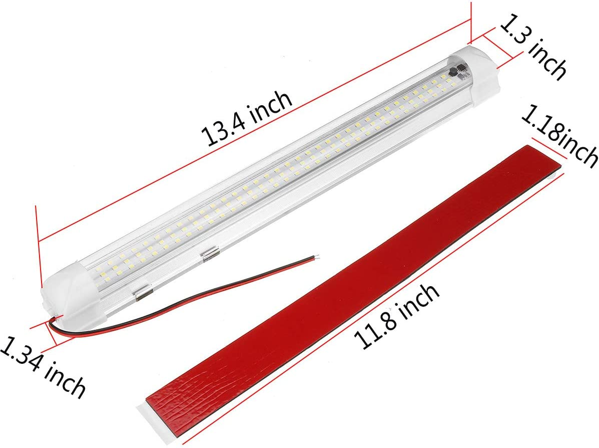 12 Volt LED Lights Bar, Daylight 6000K 13.4 Inch 108 LED 5W 500 Lumens, LED Car Interior Light Strip with Switch for RV Boat Trailer Camper, Pack of 2 image number 6