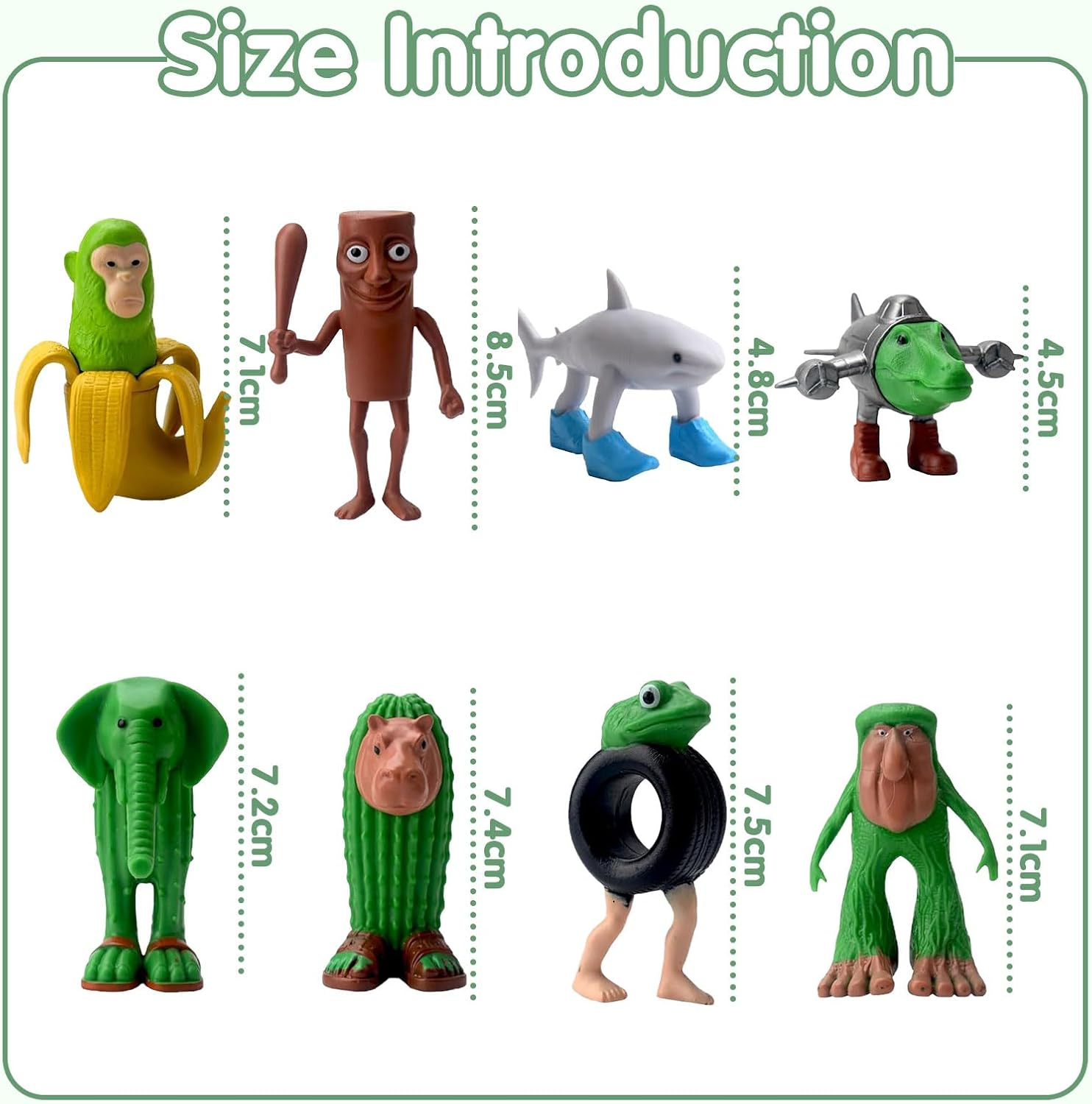 Italian Brainrot Figures Set, 8 Pieces Tralalero Meme Figures, Funny 3D Printed Collectible Figures, Shark, Monkey & More, Decoration & Gift for Fans image number 2