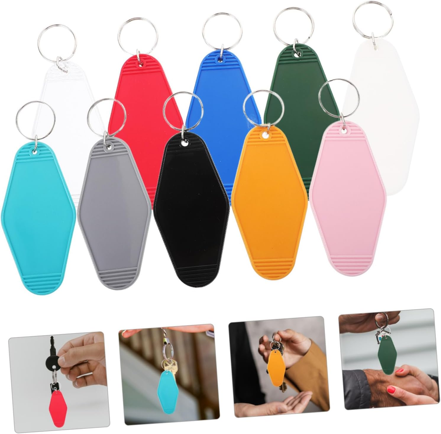 POPETPOP 20Pcs Plastic Blank Luggage Labels Keychain Tags Luggage Hanging Tags Backpack Keychain Blanks Random Color image number 1