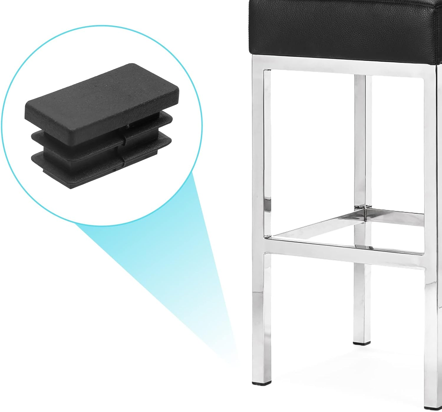 Piutouyar Rectangular Tubing End Caps, Plastic Plug Insert, Black End Cap for Tube Hole Insert, Fences, Furniture Non-Slip Protection (26Mm X 13Mm / 1.02 Inch X 0.5 Inch),32Pcs image number 5