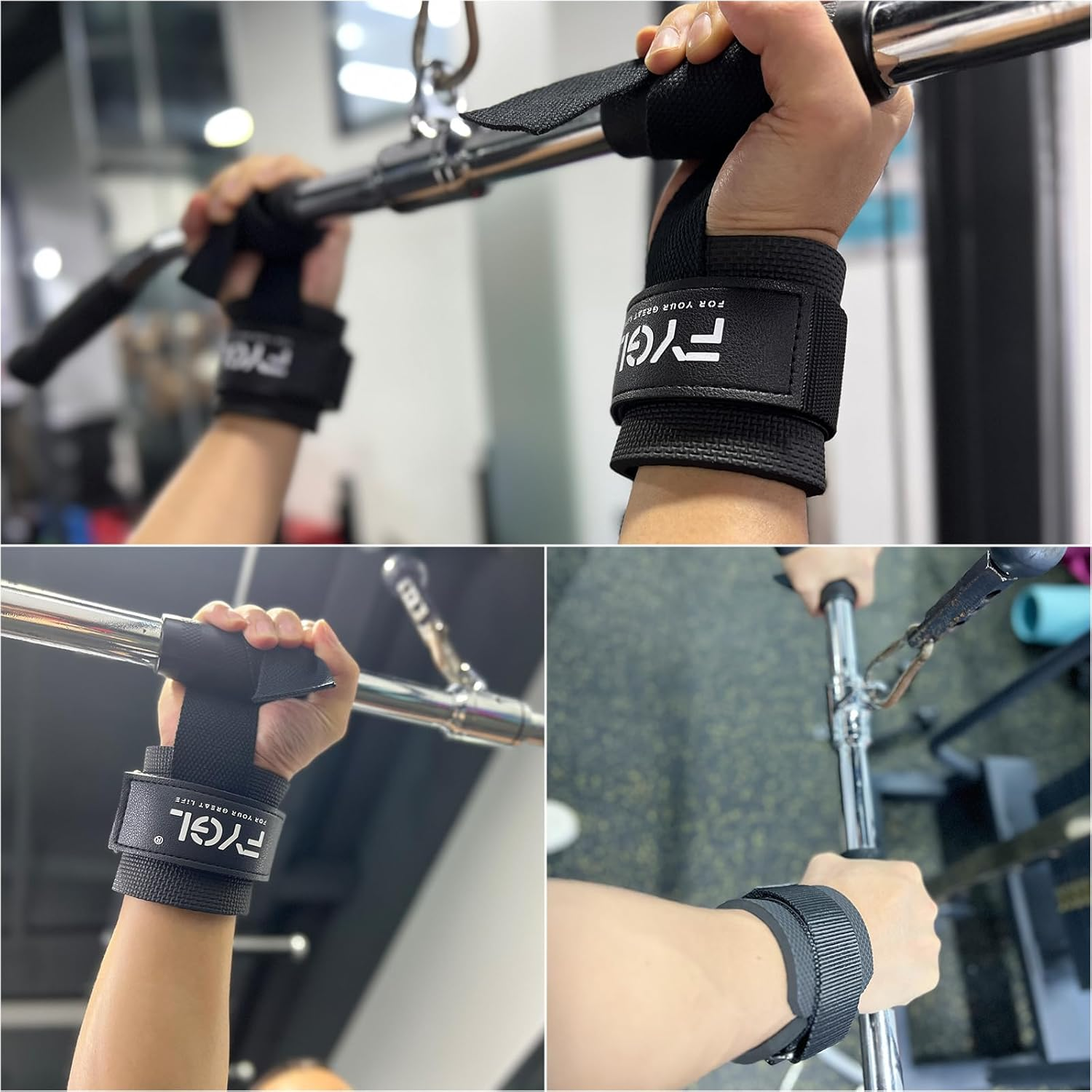 FYGL Cotton Lifting-Straps with Neoprene-Padded Wrist-Supports image number 1