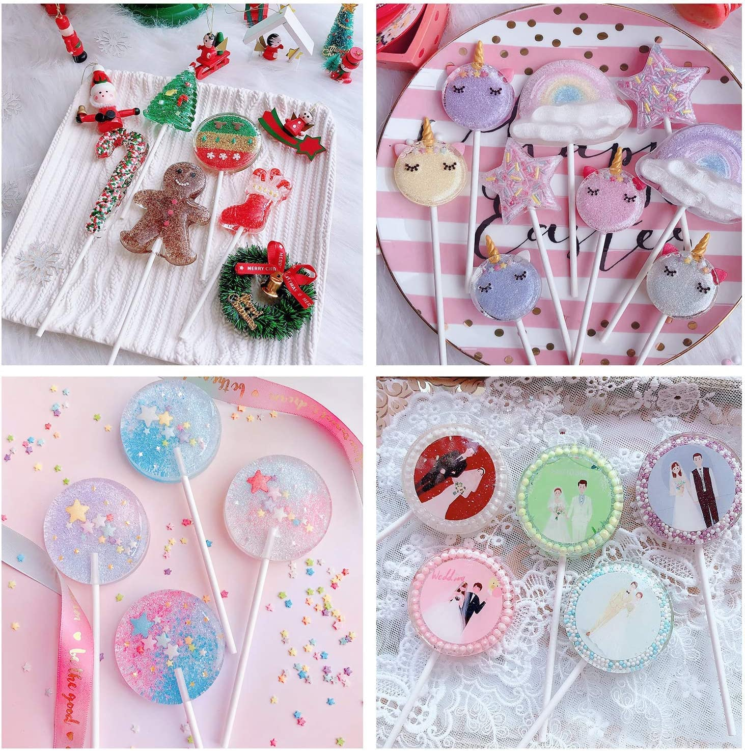 100Pcs Cake Pop Sticks and 100Pcs Parcel Bags, 100Pcs Colorful Metallic Twist Ties, for Making Lollipops, Cake Pops, Candies, Chocolates and Cookies (Large-5.9Inch) image number 3