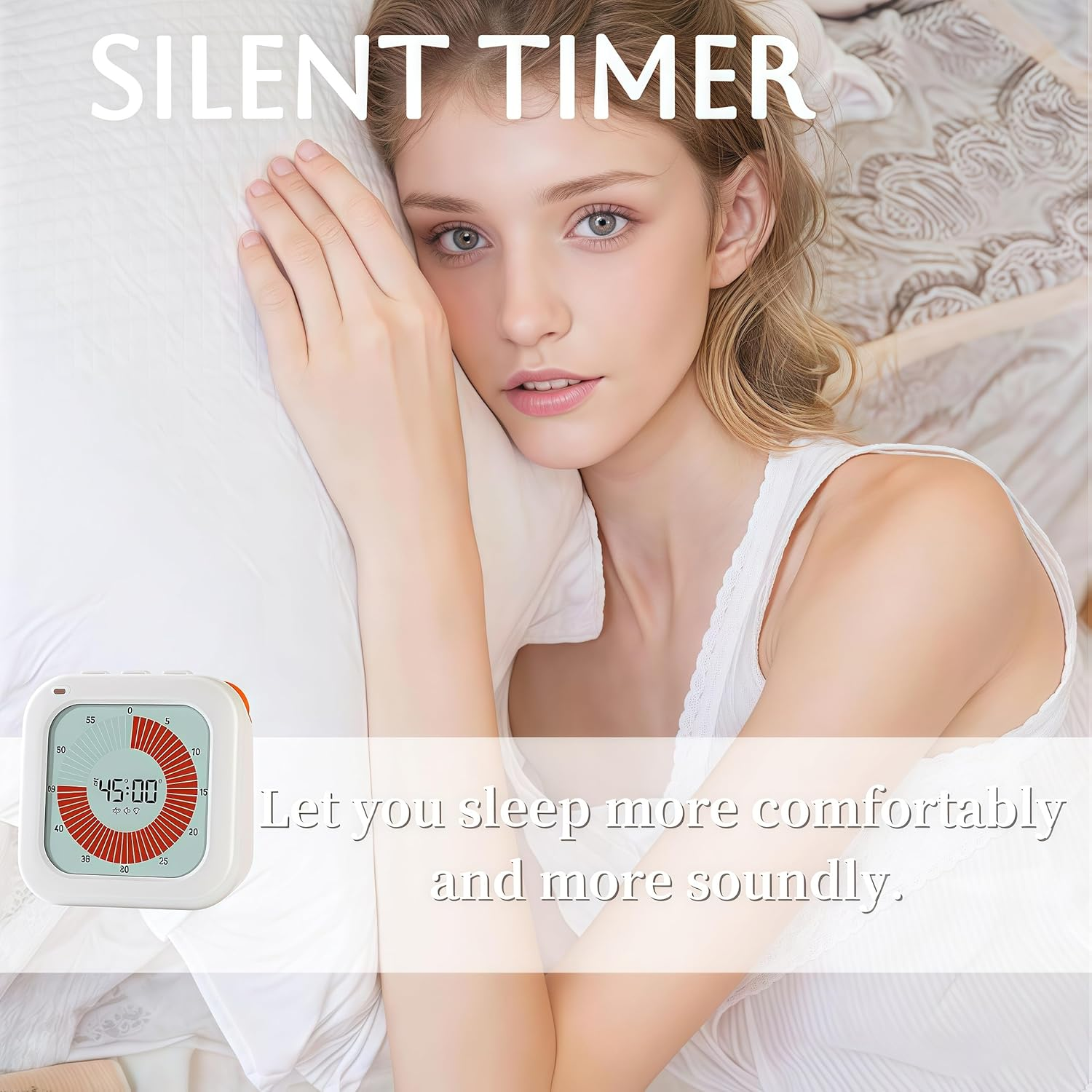 Visual Timer for Kids, 60-Minute Countdown Timer with LCD Display, Pomodoro Timer for Kitchen,Working,Classroom, Timer with Silent Mode for Autism/Adhd (White) image number 5