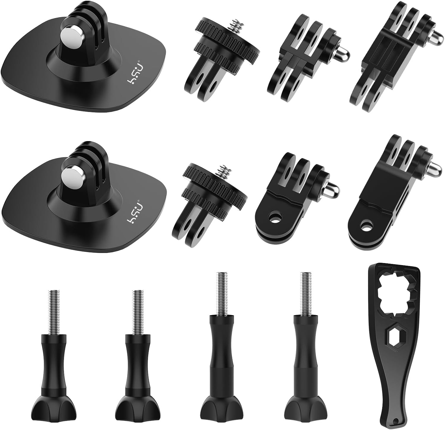 HSU Flexible Helmet Mounts for Insta360, Adhesive Mounts for Go Pro, Extension Arms Accessory Kit for Action Cameras (12 in 1) image number 4