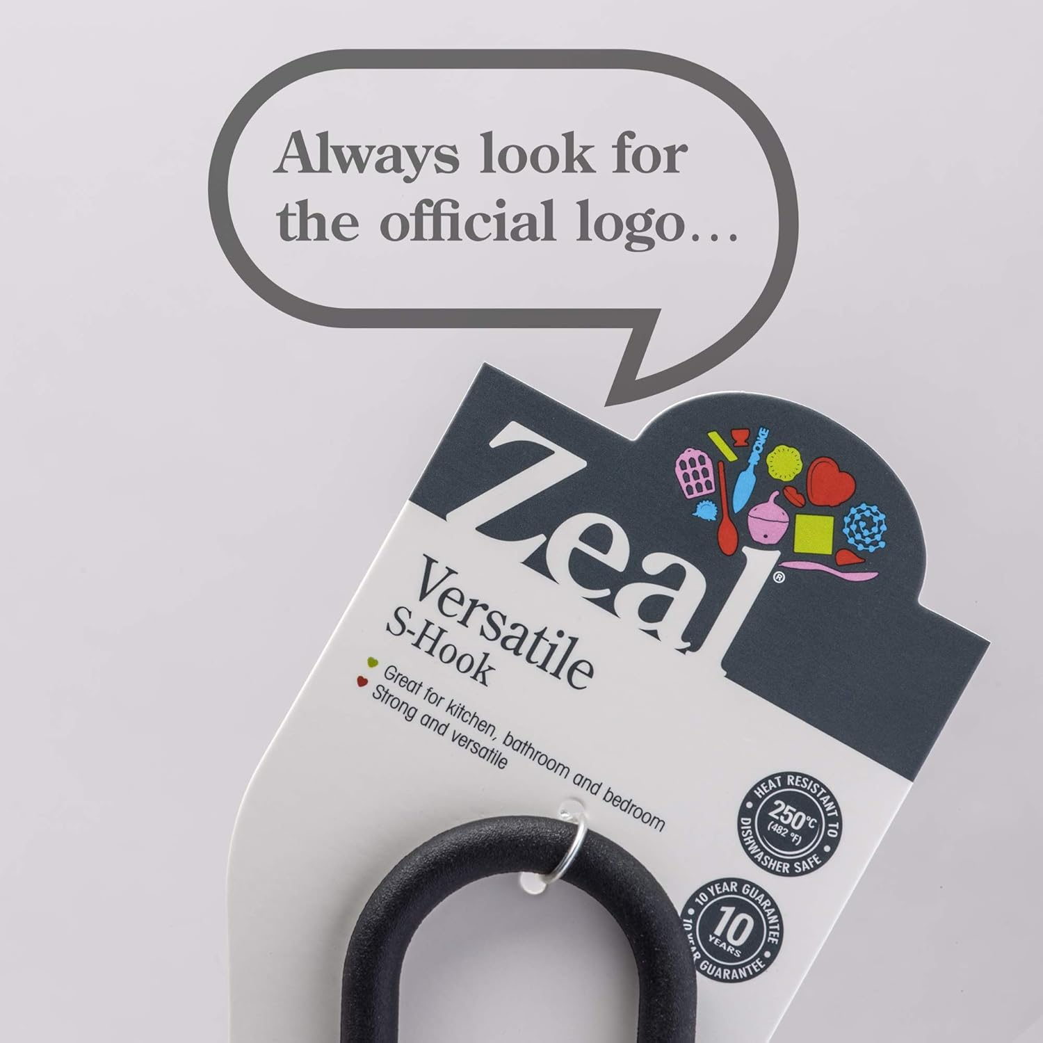 Zeal Silicone S Shape Hanging Hook, 12Cm Set of 2 Black, One Size, W239N image number 1