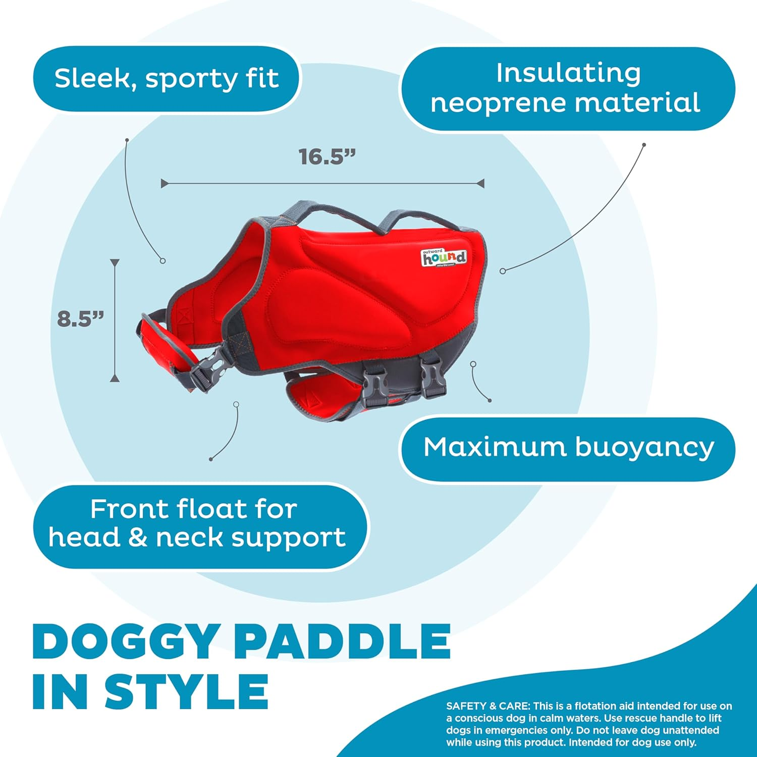 Outward Hound Dawson Swim Red Dog Life Jacket, XL image number 5