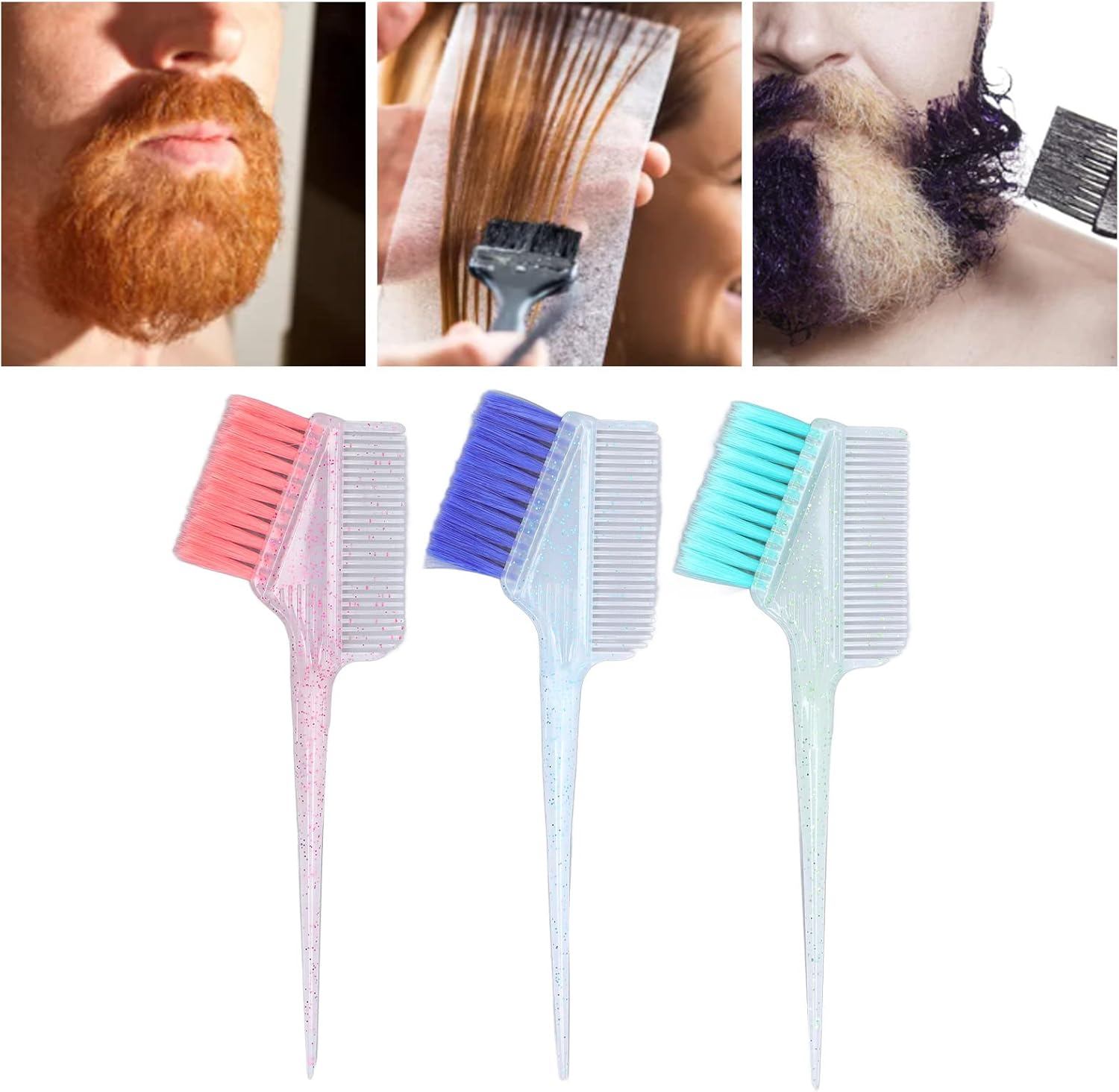 Set of 3 Colouring Brush Set, Hair Colouring Brush for Hair Dyeing, Hair Dye Brush for Applying Hair Colour, Colour Brush for Hairdressing Salon, Brush for Colouring Hair (Double-Sided)