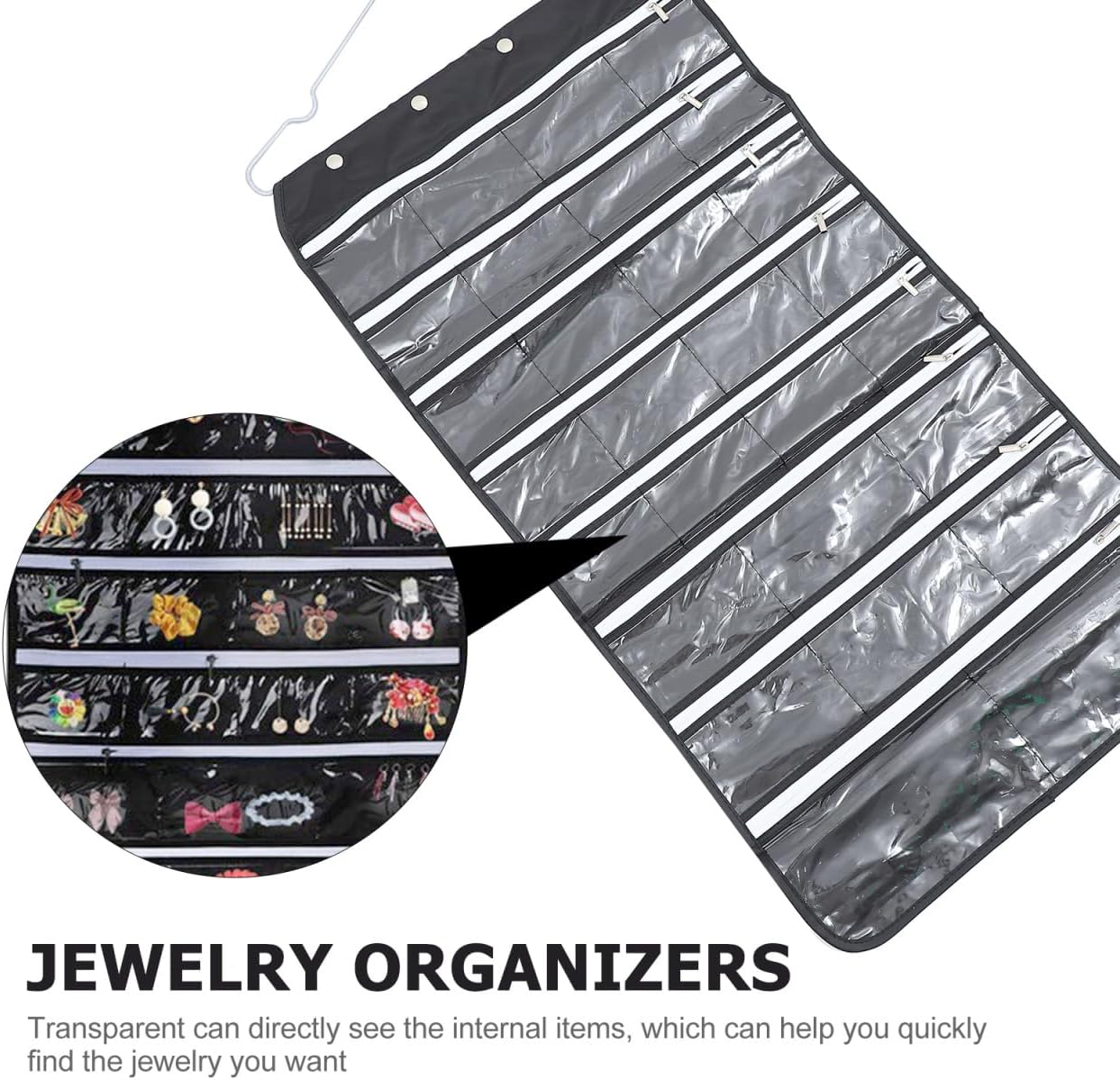 ULTECHNOVO Jewellery Organiser 56 Pockets: Jewelry Hanging Pouch Organizer for Necklaces Bracelets Earrings Accessories Sundries Storage Bag for Travel Home Closet - 1Pcs image number 6