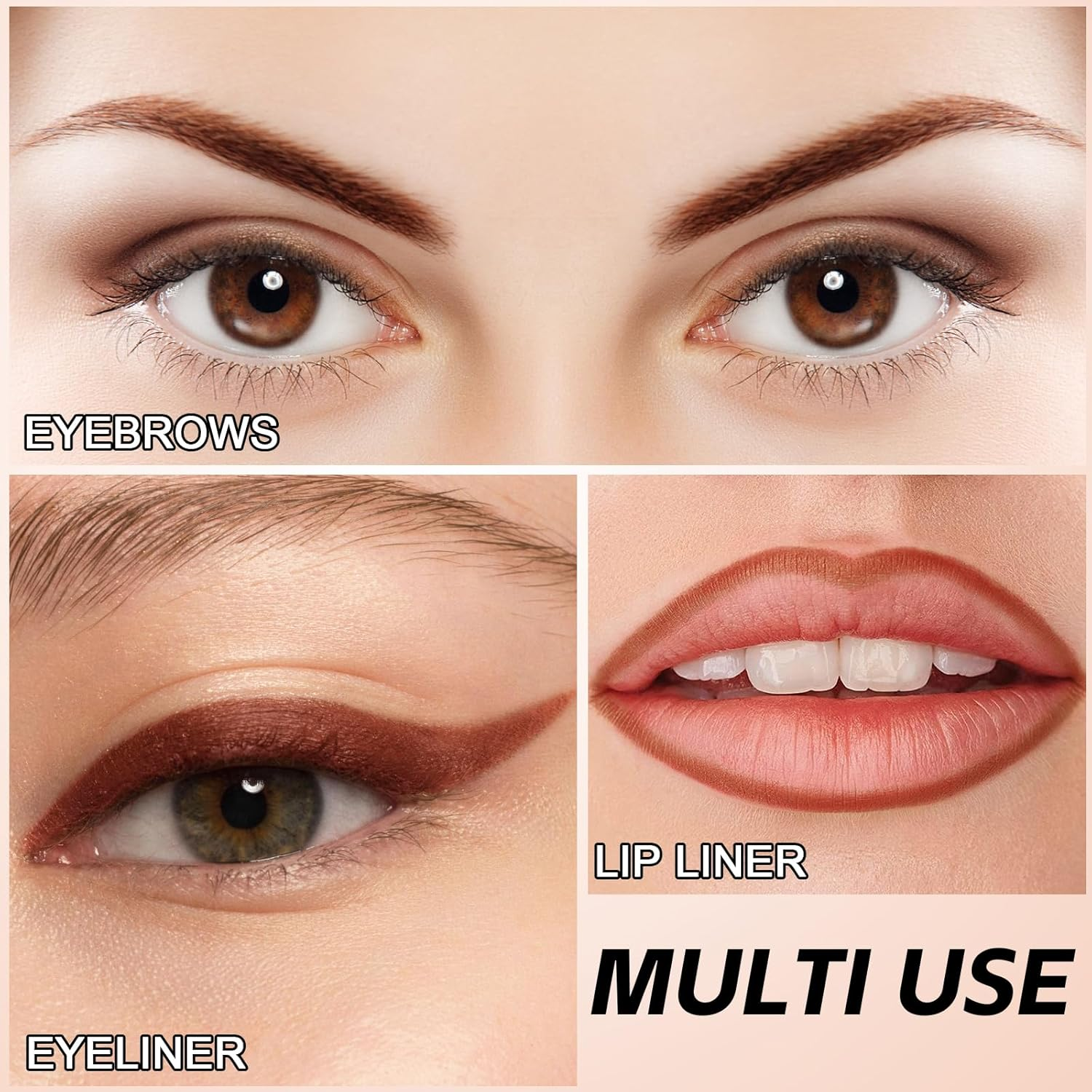 Apooliy 2Pcs Eyeliner,Highly Pigmented Eyeliner Pencil，Smooth Creamy Eye Liner，Waterproof White Eyeliner，Long Wear Black Eyeliner，Brown image number 2