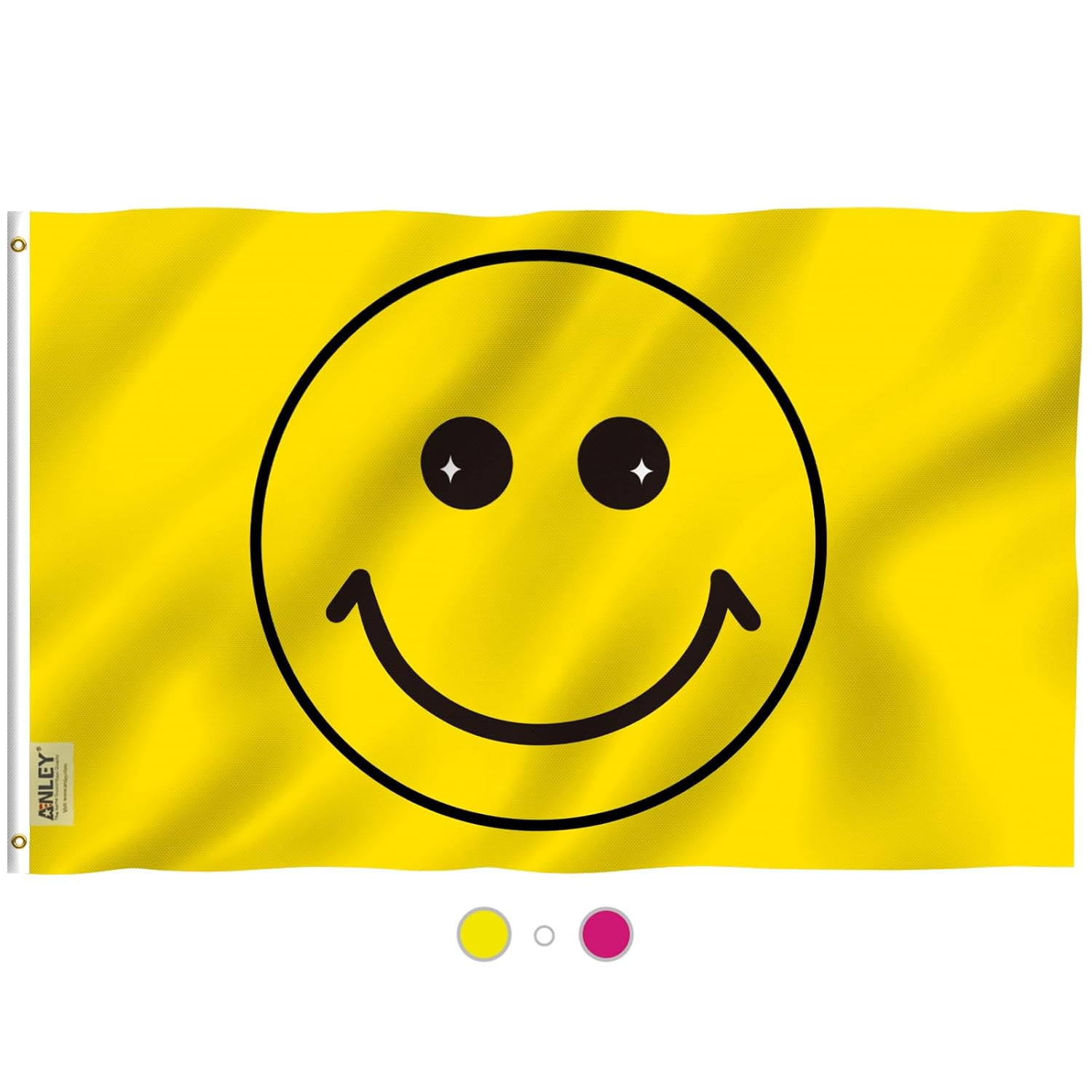ANLEY Fly Breeze 3X5 Foot Yellow Happy Face Flag - Vivid Color and UV Fade Resistant - Canvas Header and Double Stitched - Happy Face Flags Polyester with Brass Grommets 3 X 5 Ft image number 5
