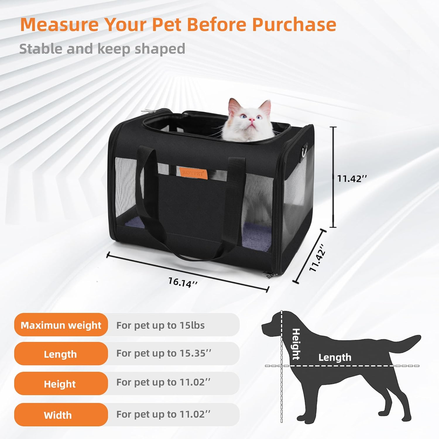 Cat and Dog Carrier - Soft-Sided, Scratch-Proof Mesh Pet Travel Bag, Puppy Carry, Pet Home - Black image number 4