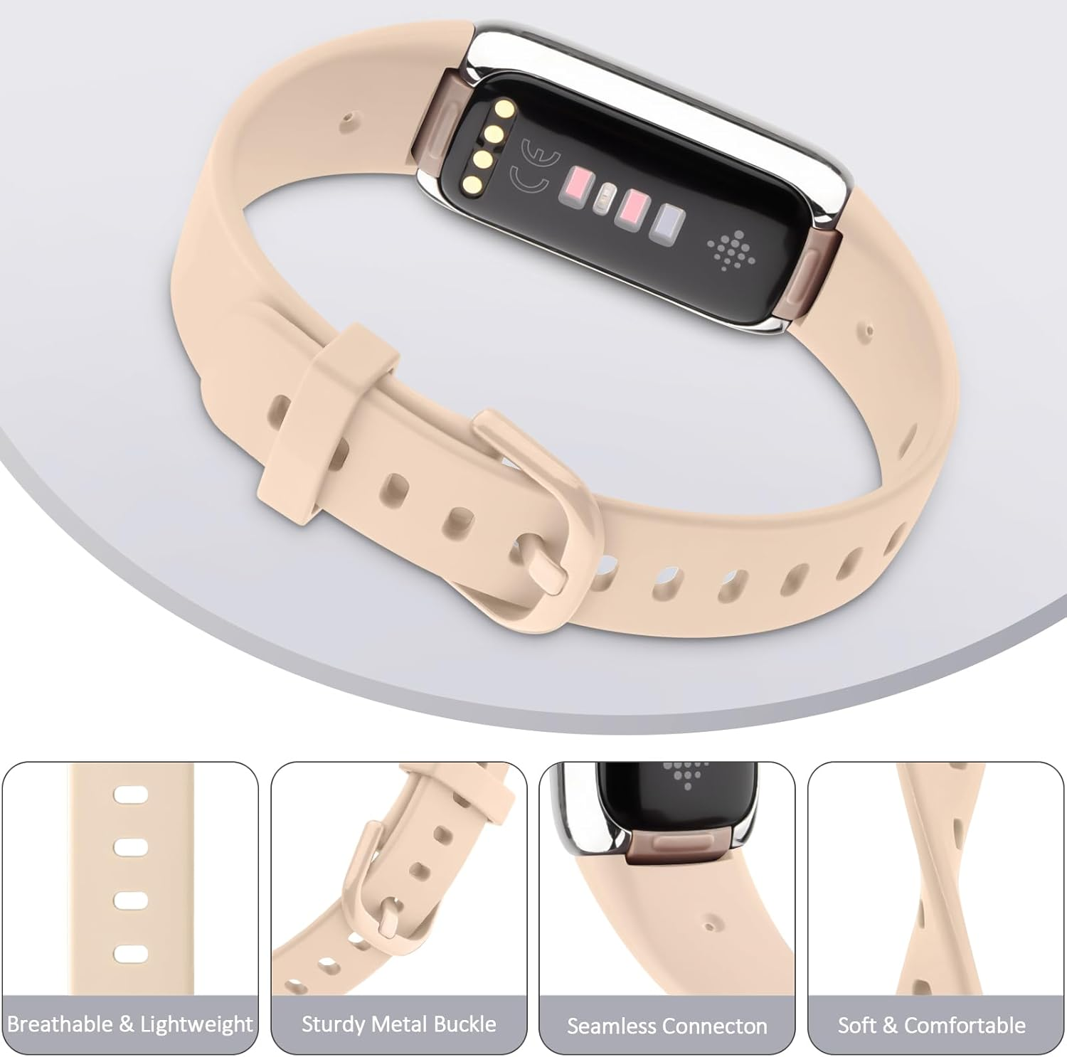 [3 Pack]Sport Bands for Fitbit Luxe Bands Women Men, Soft Classic TPU Small Large Adjustable Comfortable Replacement Strap Wristbands for Fitbit Luxe/Luxe Special Edition Fitness Tracker image number 5