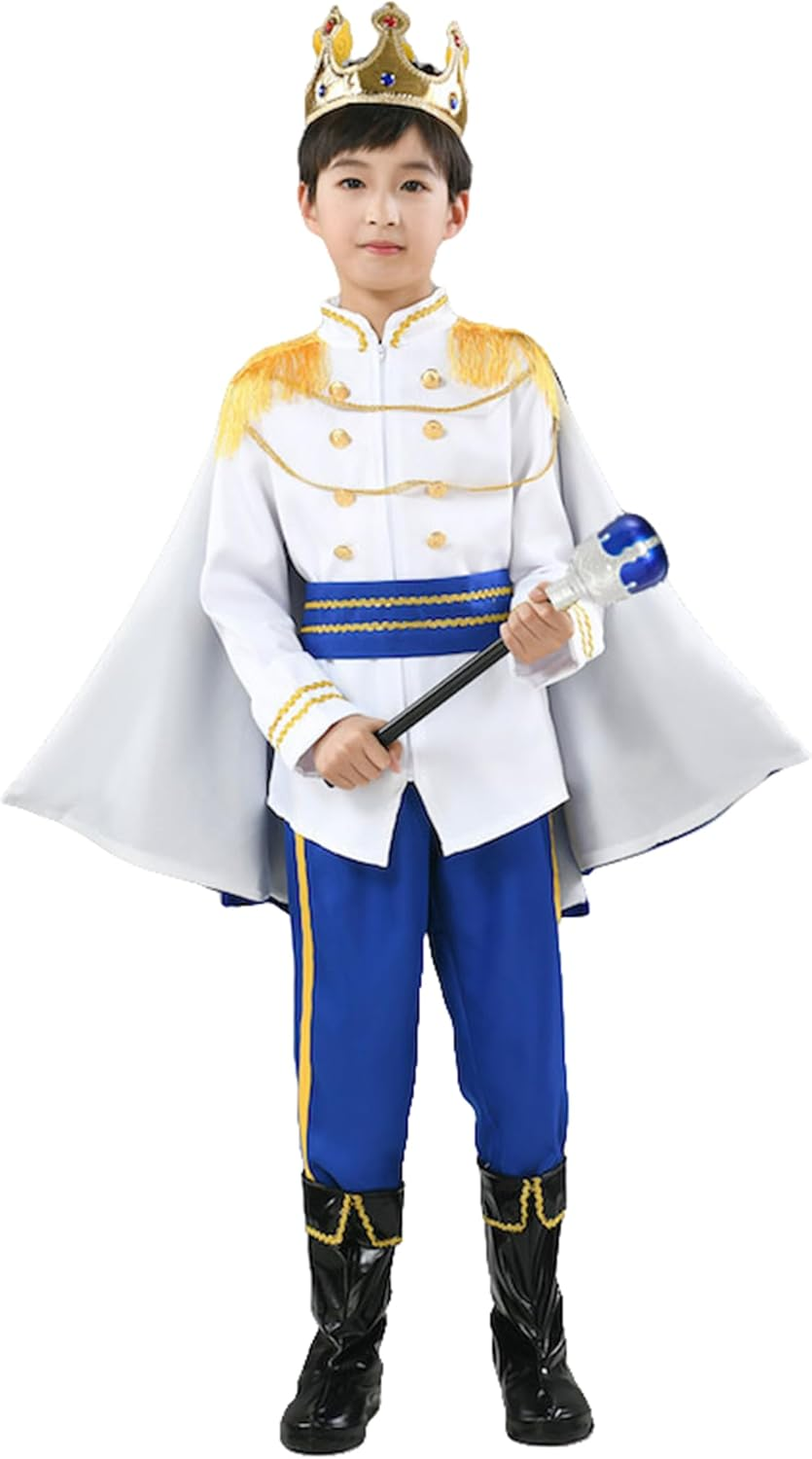 Boys Arabian Prince Costume Halloween Costumes Kids Suit with Vest, Waistband, Pants