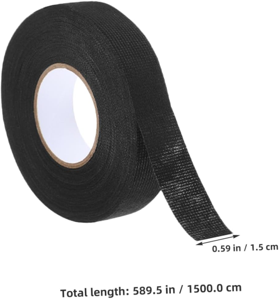 High Temperature Resistant Cloth Tape for Automotive Wiring Harnesses 2 Rolls 15Mm X 15M Noise Damping and Insulation Black Fabric Adhesive Tape image number 2