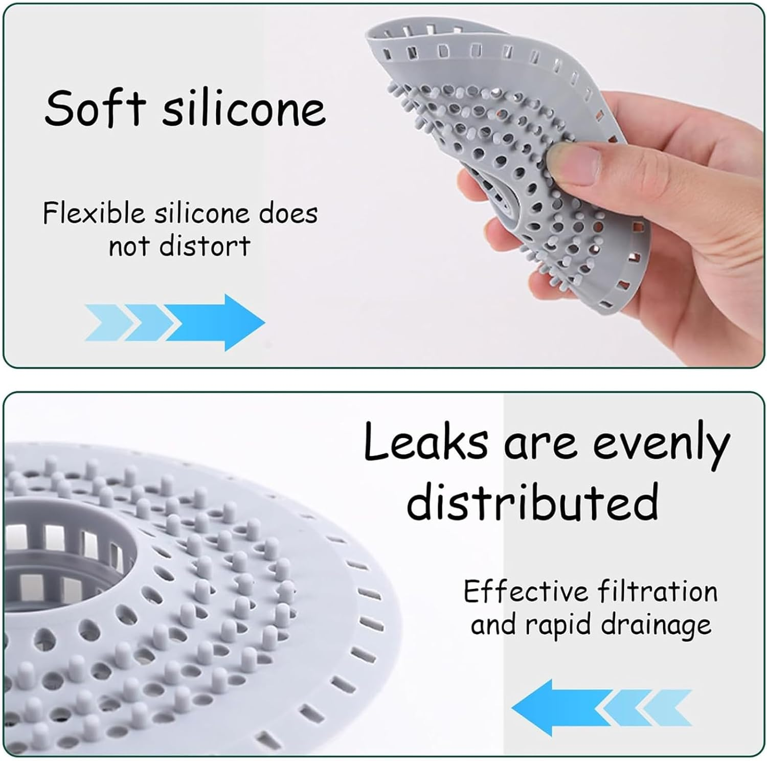 Shower Drain Hair Catcher, 2 Pack White and Grey, Hair Catcher for Shower Drain, Bath Tub Drain Protector, Prevents Hair Clogs, Easy to Clean image number 3