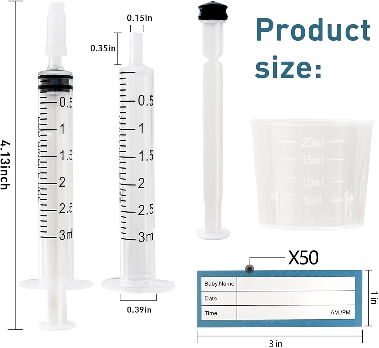 Colostrum Collector Kit for Newborn &ndash; 50 Sterile 3Ml Syringes with Caps, Measuring Cup, Storage Bags & Labels image number 3
