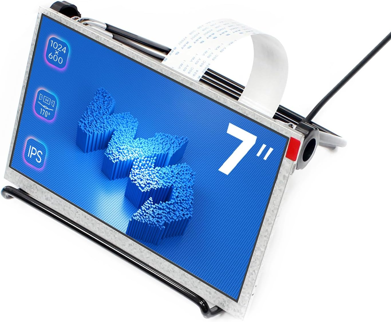 Waveshare 7Inch Small Display for Raspberry Pi 1024&times;60 Resolution DPI Interface IPS No Touch Supports Systems like Raspbian, Ubuntu Mate, OSMC.. - 4Inch Dpi Lcd (C) image number 6