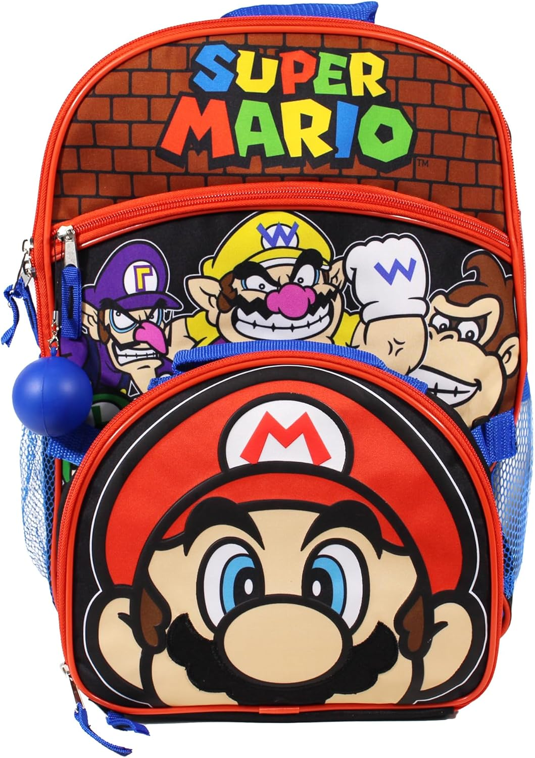 Nintendo Super Mario Bros. Backpack Set for Boys & Girls, Kids 16" School Bag with Front Zip Pocket, Red & Black, Multicolor, Medium, Traveling image number 1
