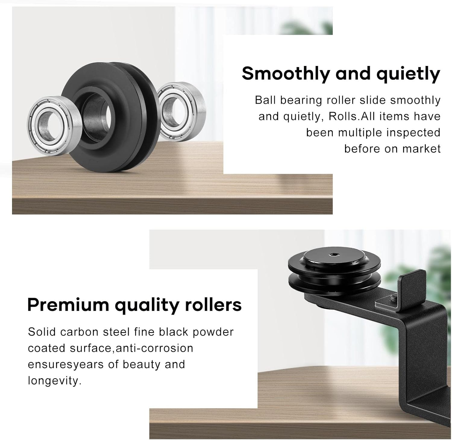 FREDBECK 4 FT Mini Cabinet Bypass Barn Door Hardware Kit Single Track 48Inch Small Sliding Barn Doors Track Kit for Double Doors Storage Closet Window TV Stand Wardrobe (No Cabinet) image number 2