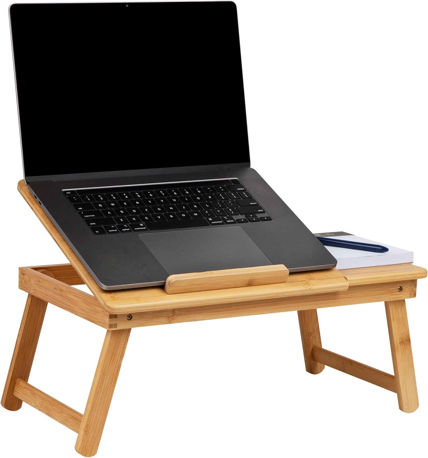 Mind Reader Lap Desk Laptop Stand, Bed Tray, Dorm Room, Folding Legs, Rayon from Bamboo, 19.75" L X 12" W X 8.25" H, Brown image number 1