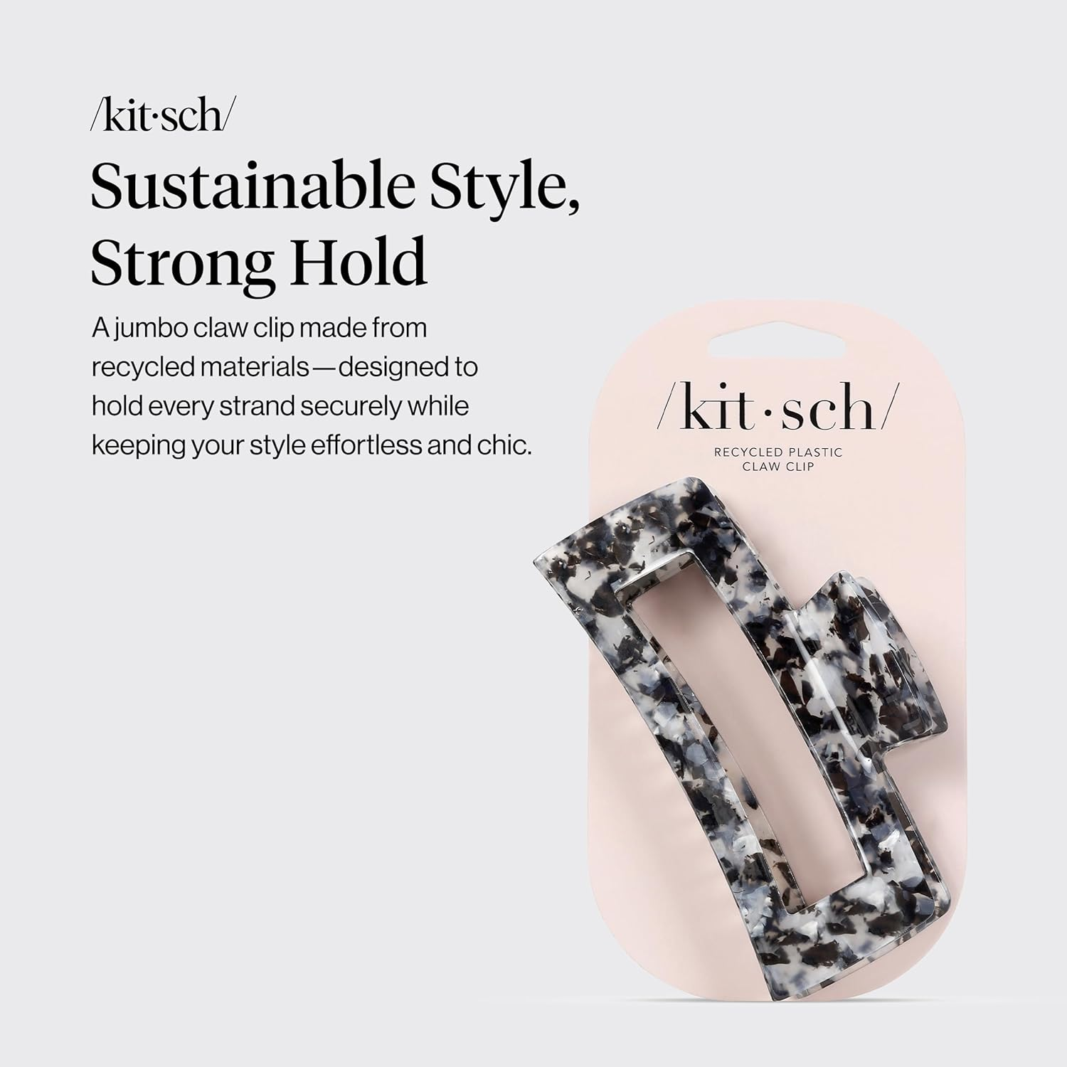 Kitsch Recycled Plastic Large Claw Clip, Big Open Shape Hair Clips for Women, Large Hair Claw Clips & Jaw Clips, Big Claw Clips for Thick Hair, Claw Hair Clips for Girls (1Pc, Black)