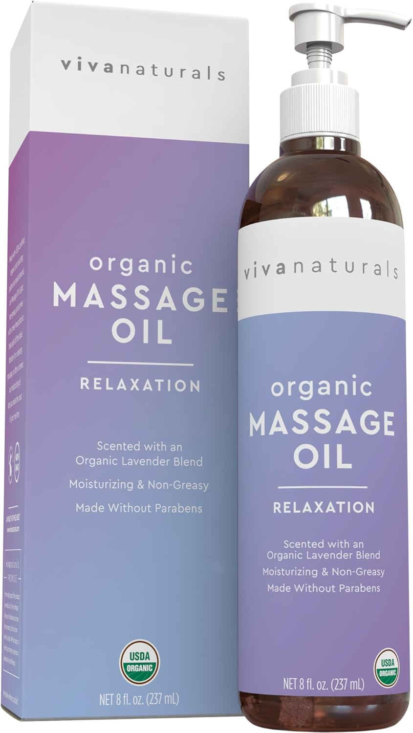 Organic Massage Oil with Lavender Scent (8 Fl. Oz.) - Non-Greasy Lavender Body Oil with Mess-Free Pump, Perfect for Sleep and Relaxation, Certified Organic and Non-Gmo, 237 Ml image number 3